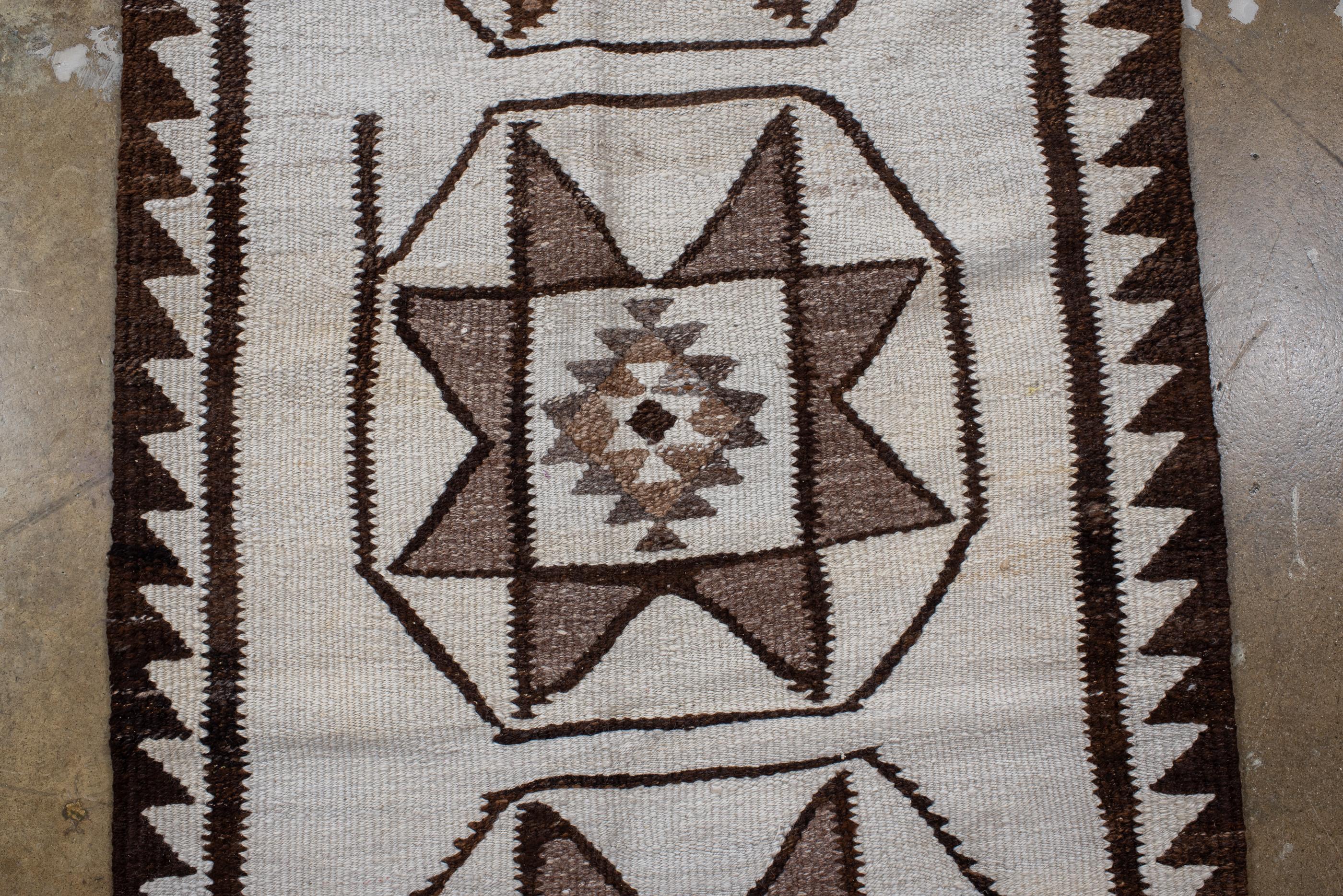 Antique Kilim Runner with Cream Field and Tassels on Ends In Good Condition In New York, NY