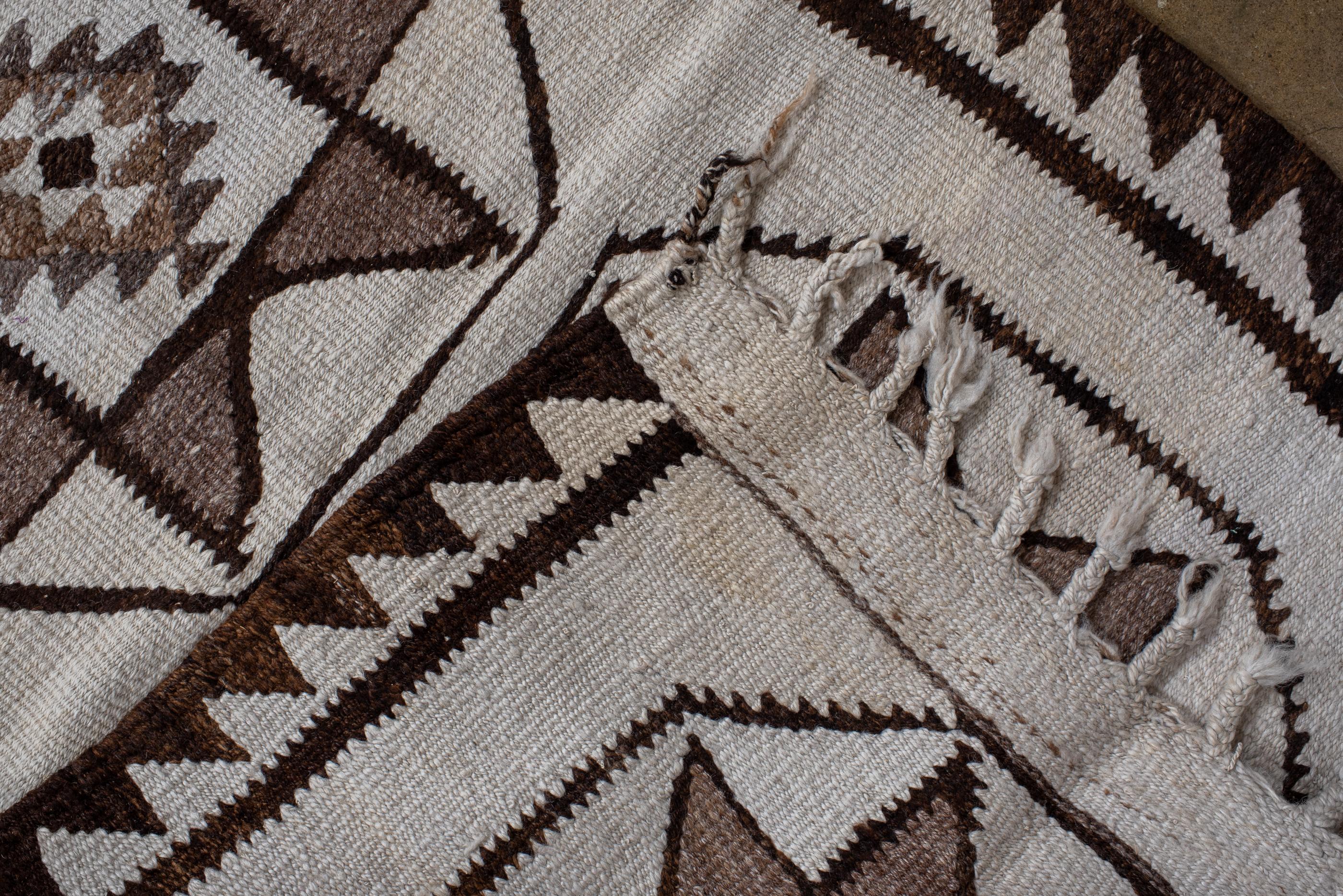 20th Century Antique Kilim Runner with Cream Field and Tassels on Ends