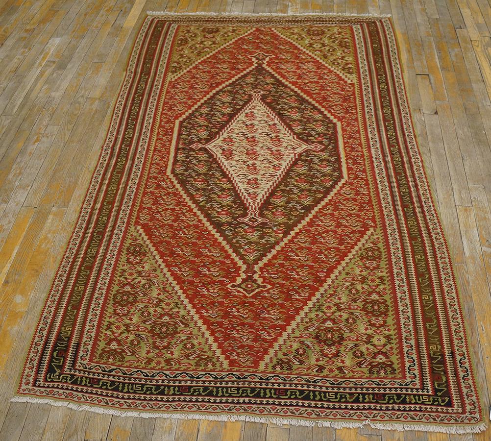 Antique Kilim Senneh rug, size: 4'0