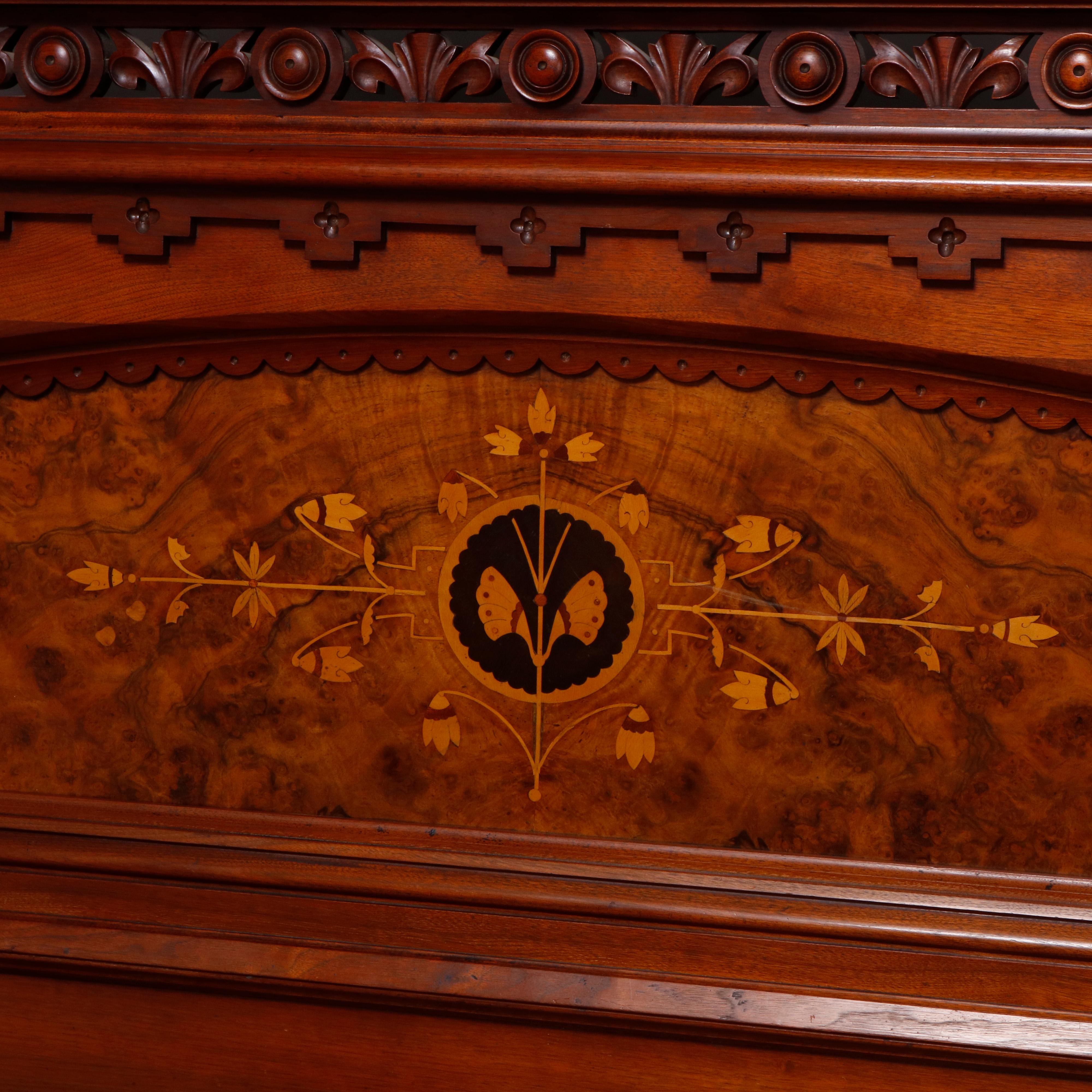 Antique Kimbel & Cabus Carved Walnut, Burl and Marquetry Bedroom Suit 3