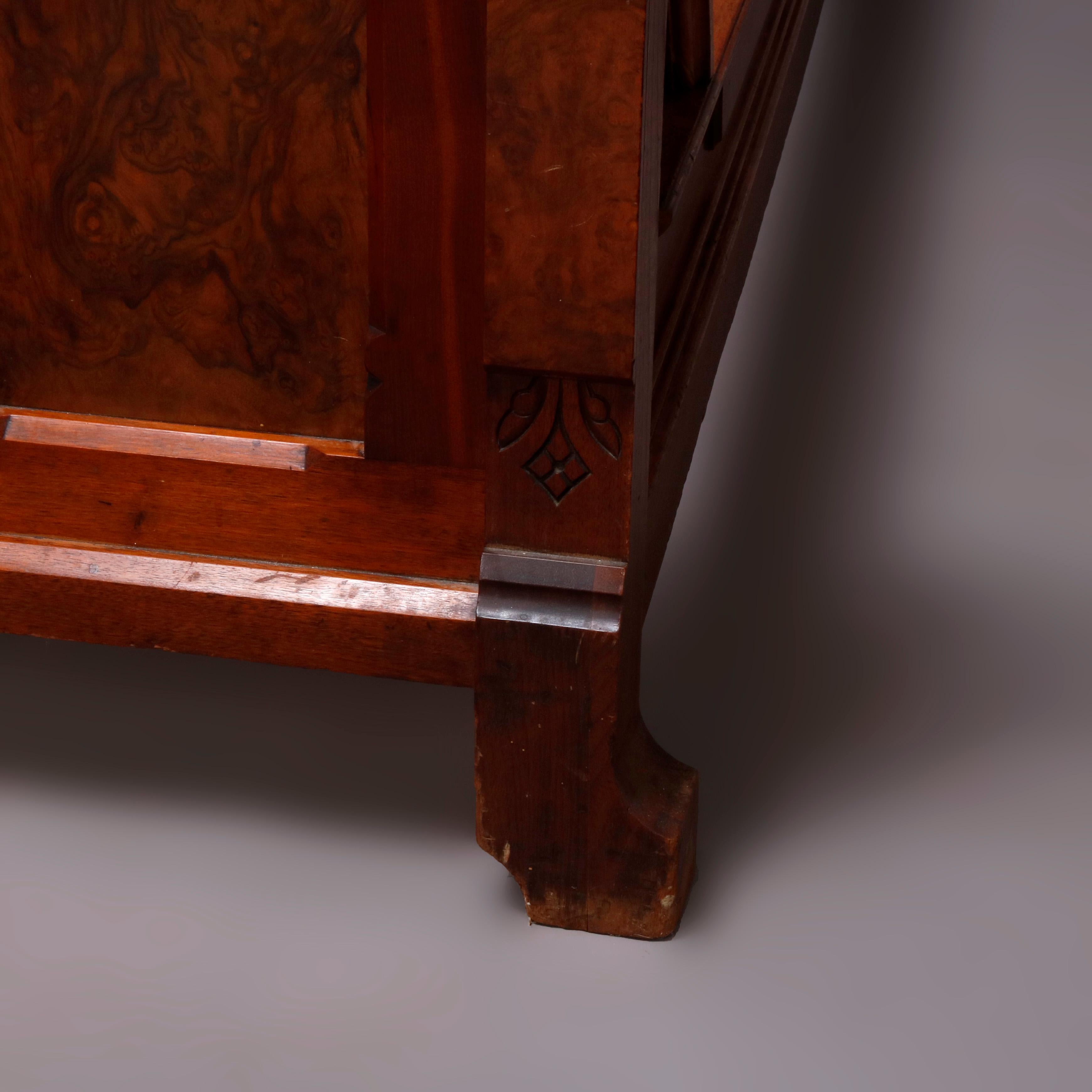 Antique Kimbel & Cabus Carved Walnut, Burl and Marquetry Bedroom Suit 4