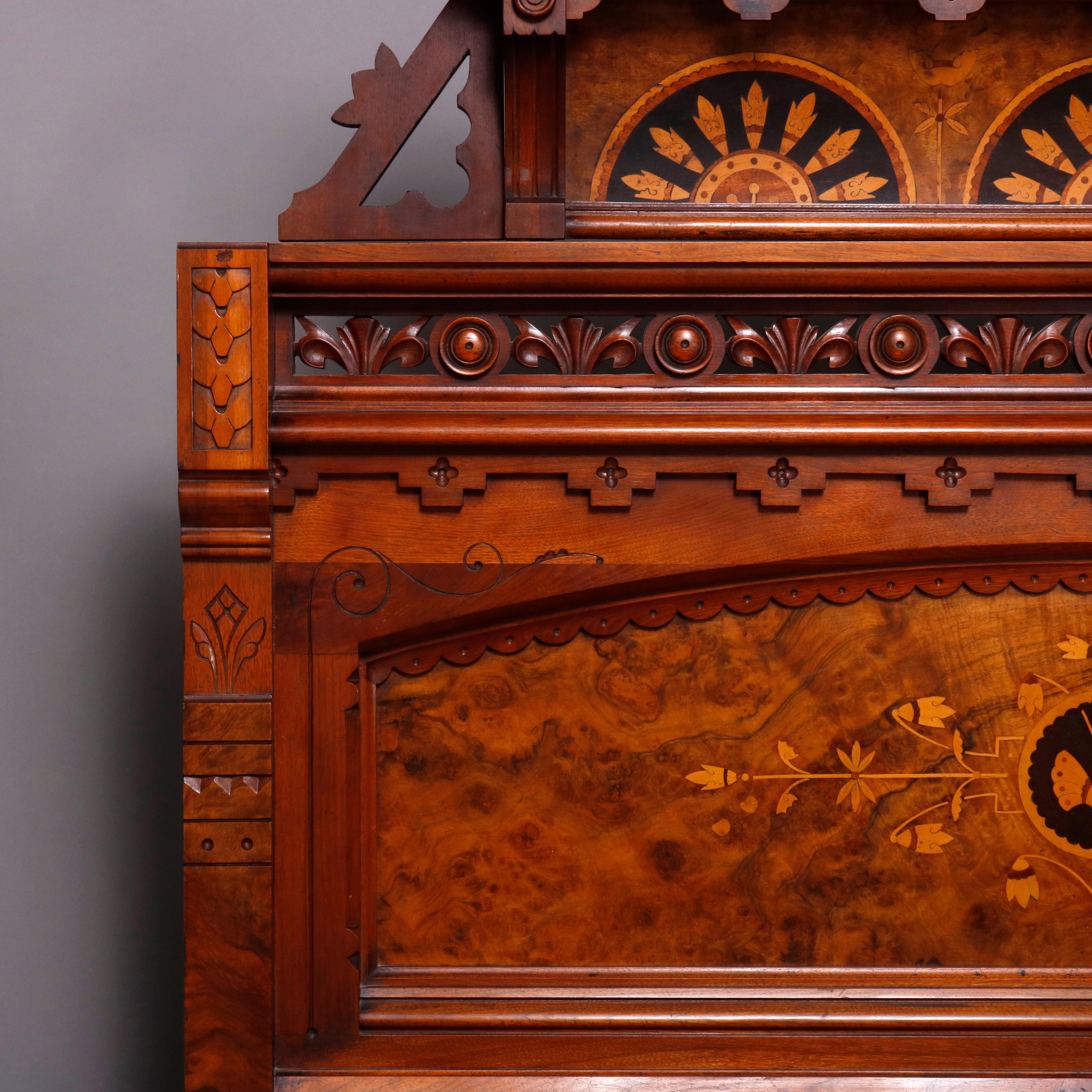 Antique Kimbel & Cabus Carved Walnut, Burl and Marquetry Bedroom Suit 6