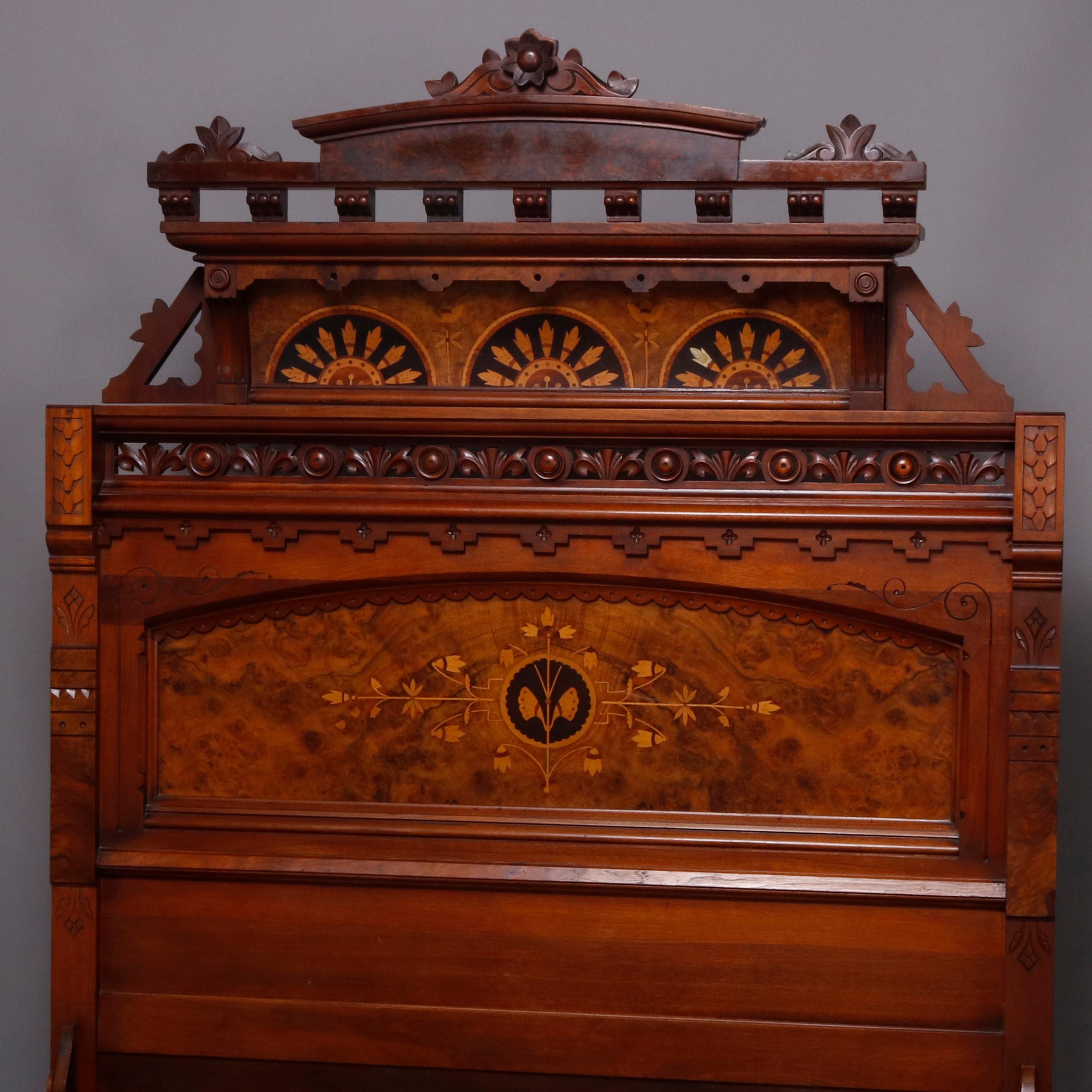 Antique Kimbel & Cabus Carved Walnut, Burl and Marquetry Bedroom Suit 7