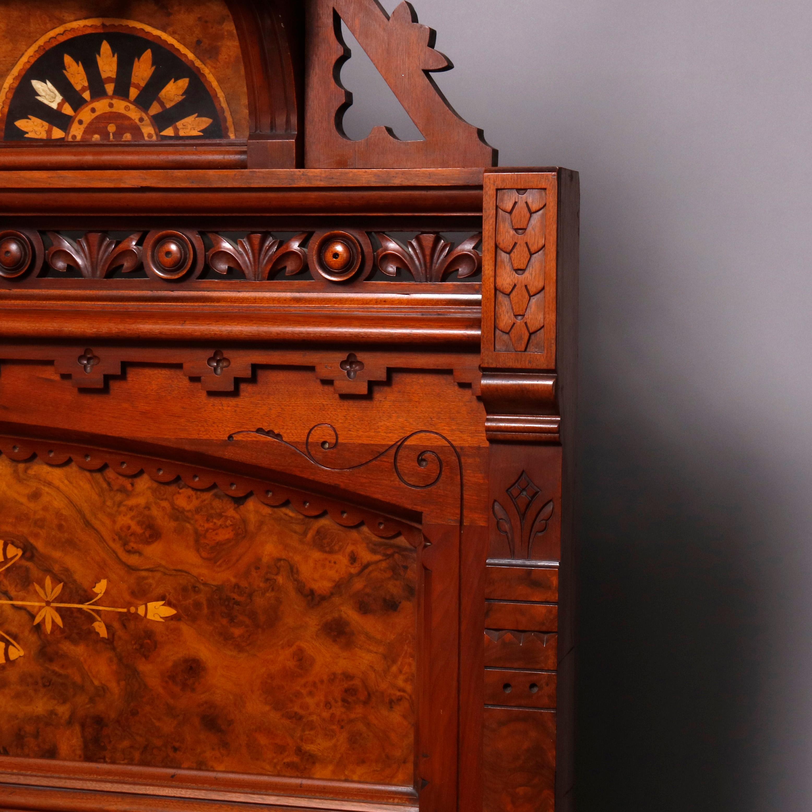 Antique Kimbel & Cabus Carved Walnut, Burl and Marquetry Bedroom Suit 1