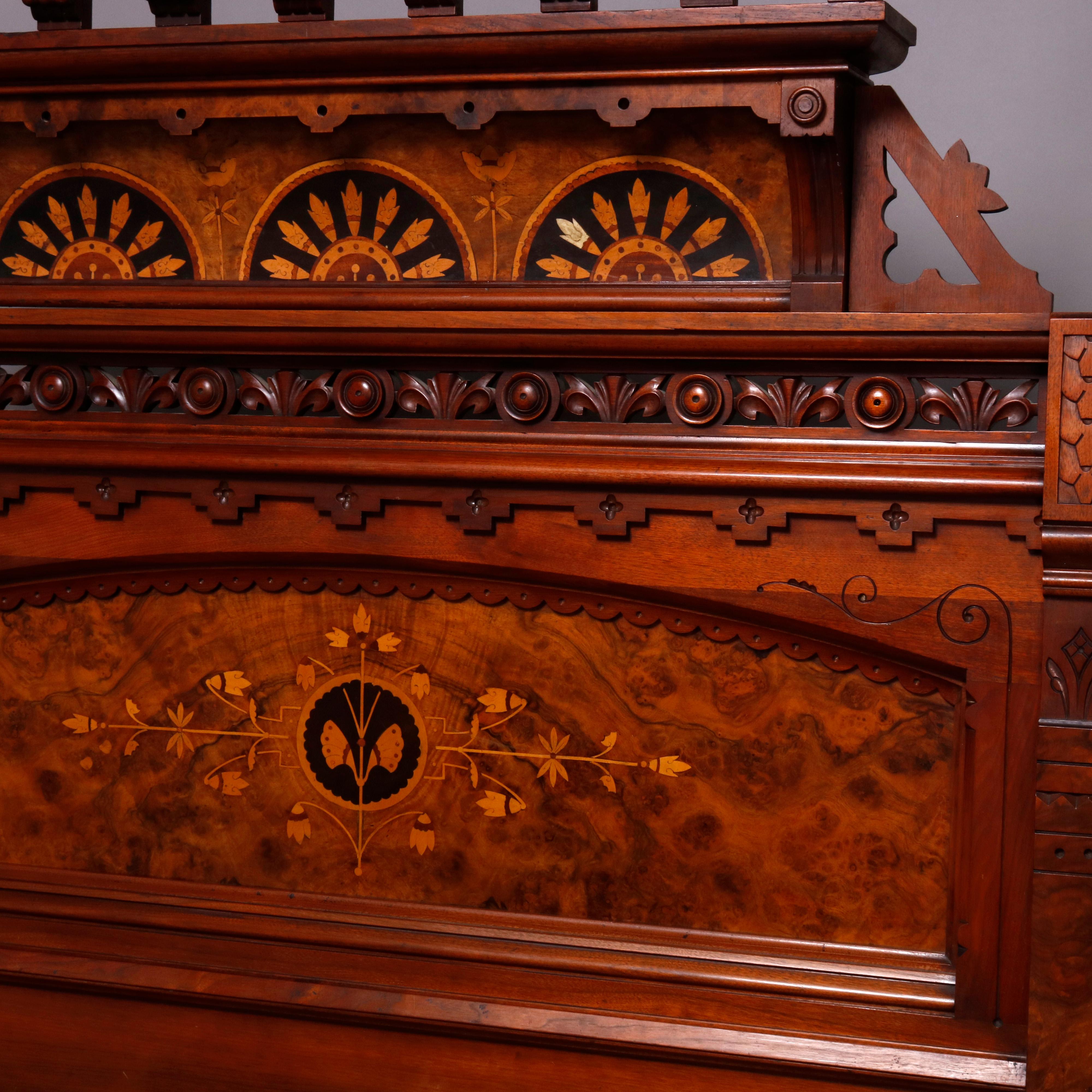 Antique Kimbel & Cabus Carved Walnut, Burl and Marquetry Bedroom Suit 2
