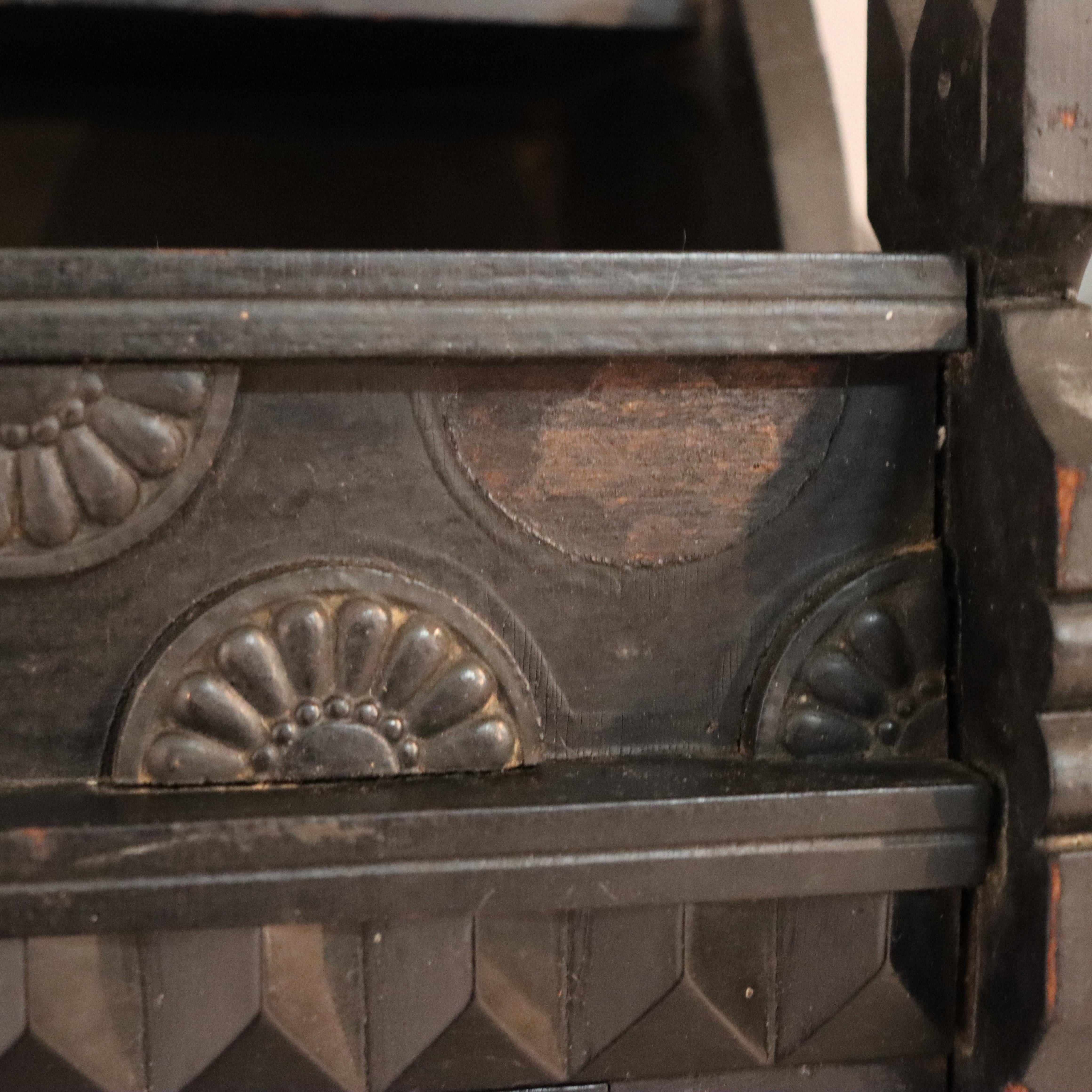 Cabinet mural ancien Kimble & Cabus attr Aesthetic Movement ébonisé c1870 en vente 6