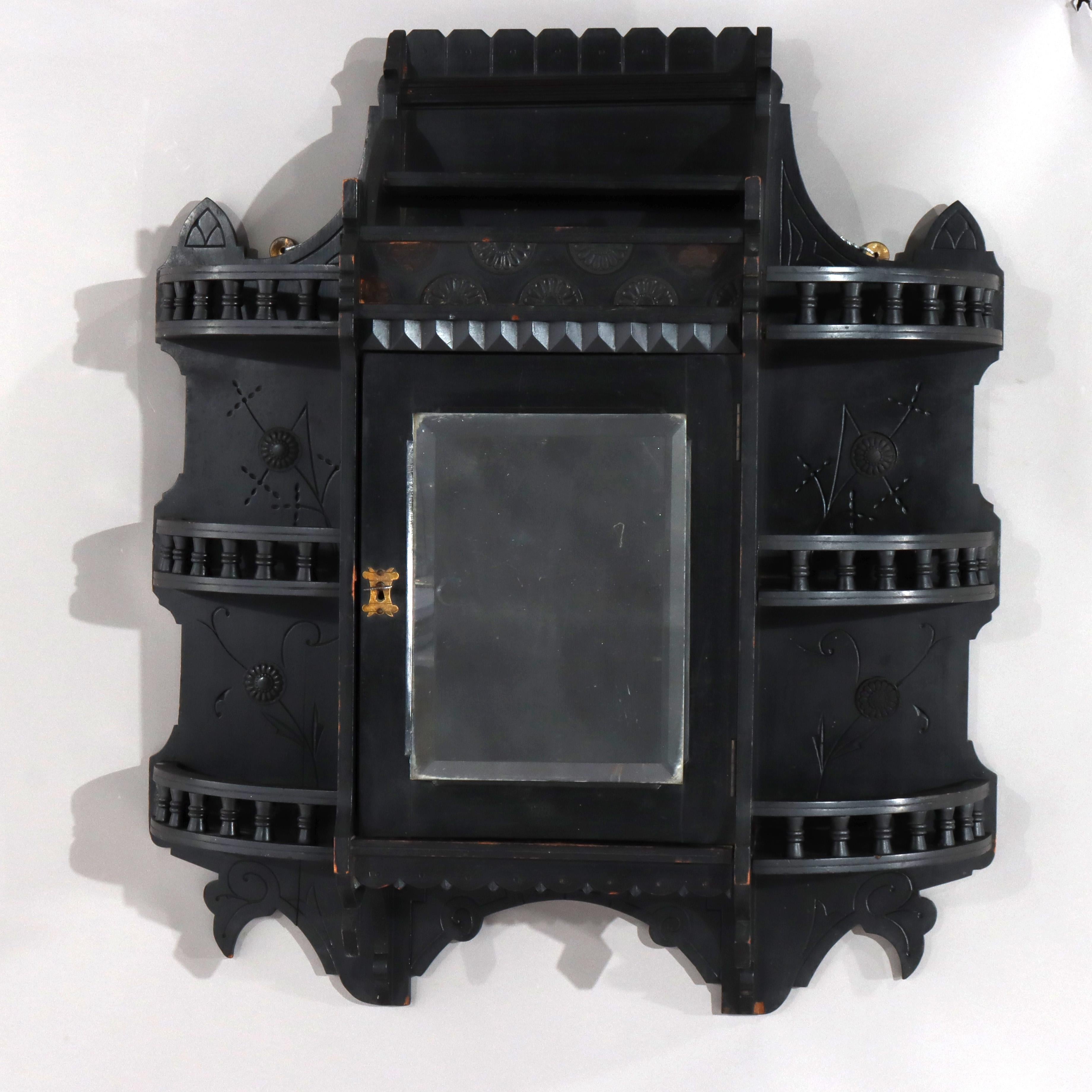 Cabinet mural ancien Kimble & Cabus attr Aesthetic Movement ébonisé c1870 Bon état - En vente à Big Flats, NY