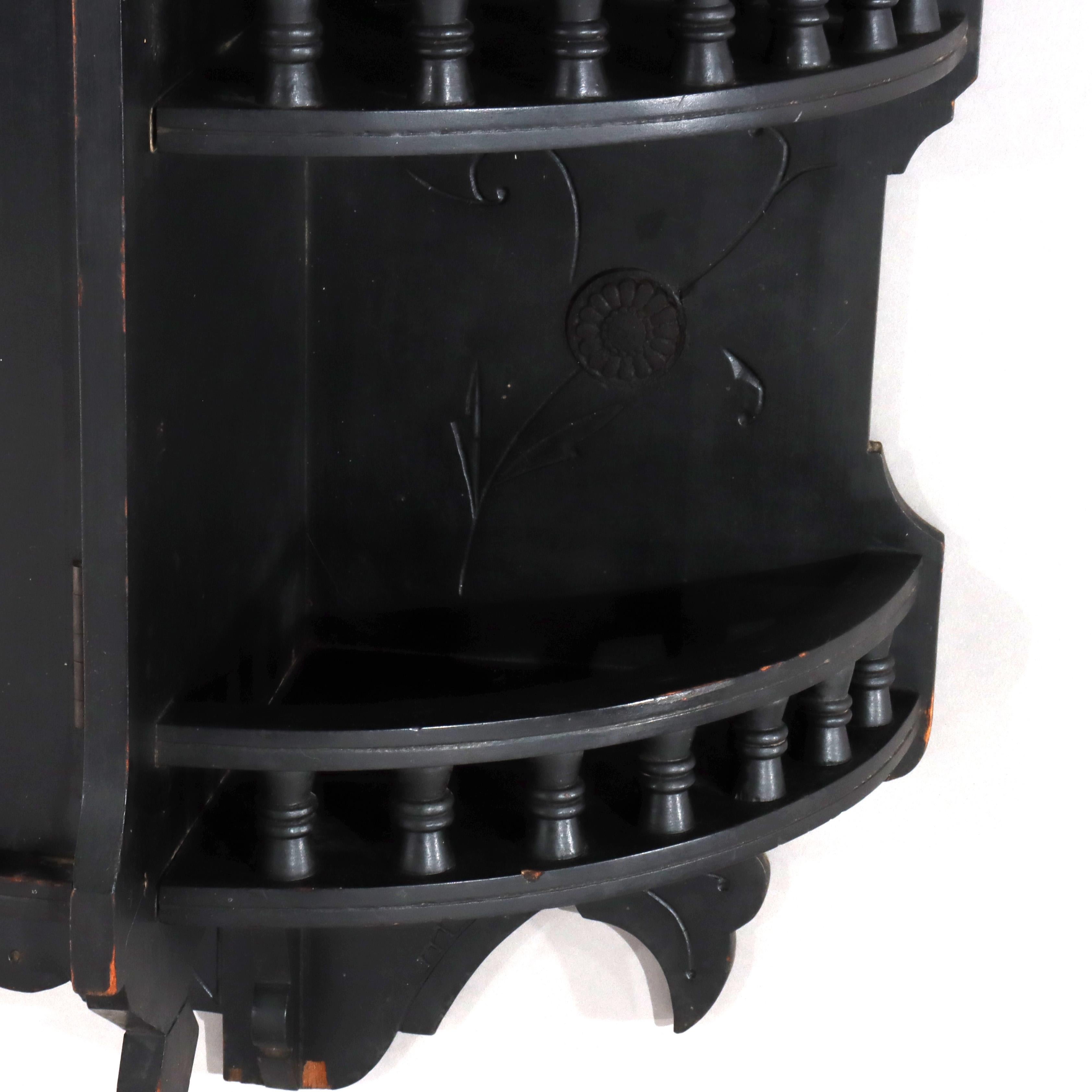 XIXe siècle Cabinet mural ancien Kimble & Cabus attr Aesthetic Movement ébonisé c1870 en vente