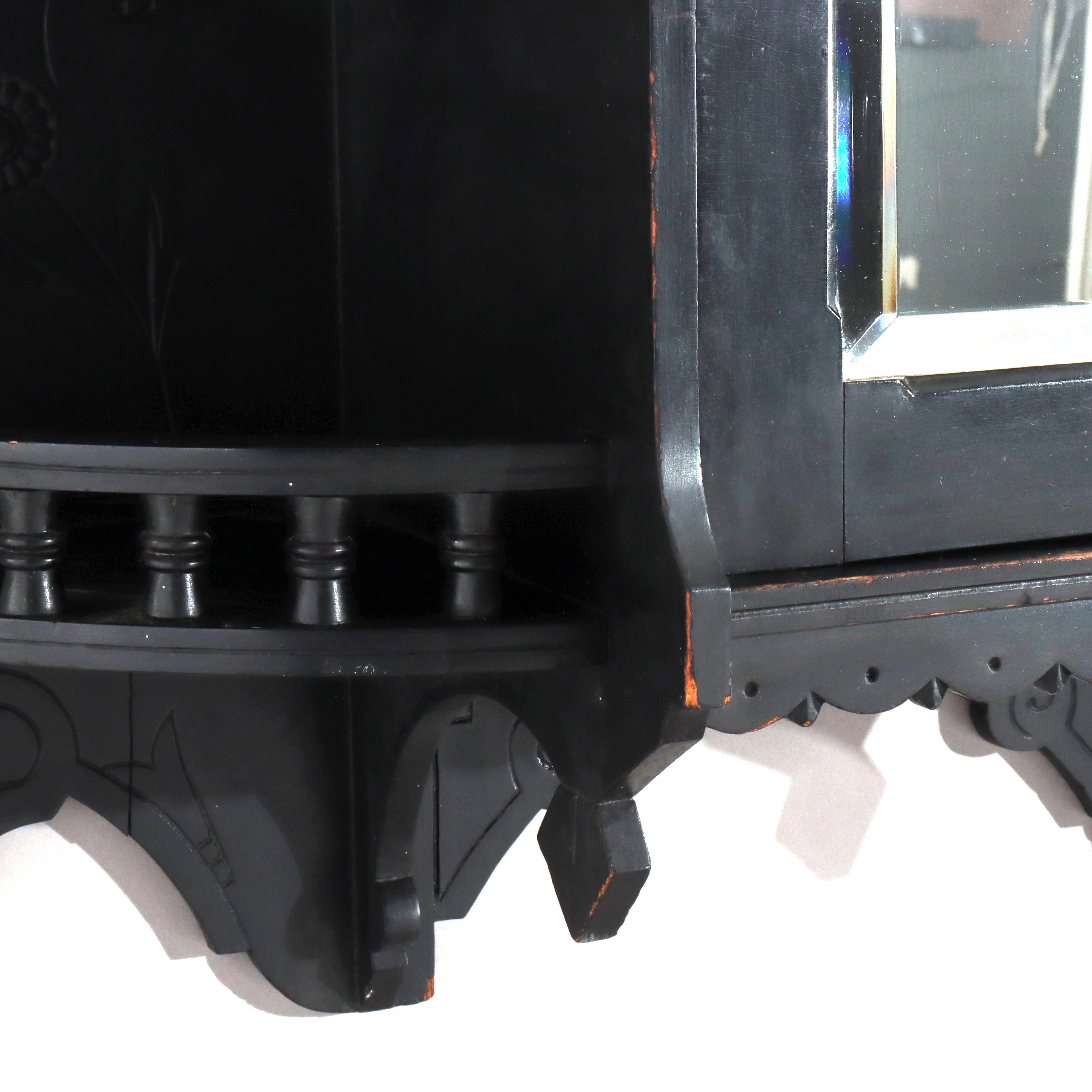 Cabinet mural ancien Kimble & Cabus attr Aesthetic Movement ébonisé c1870 en vente 1