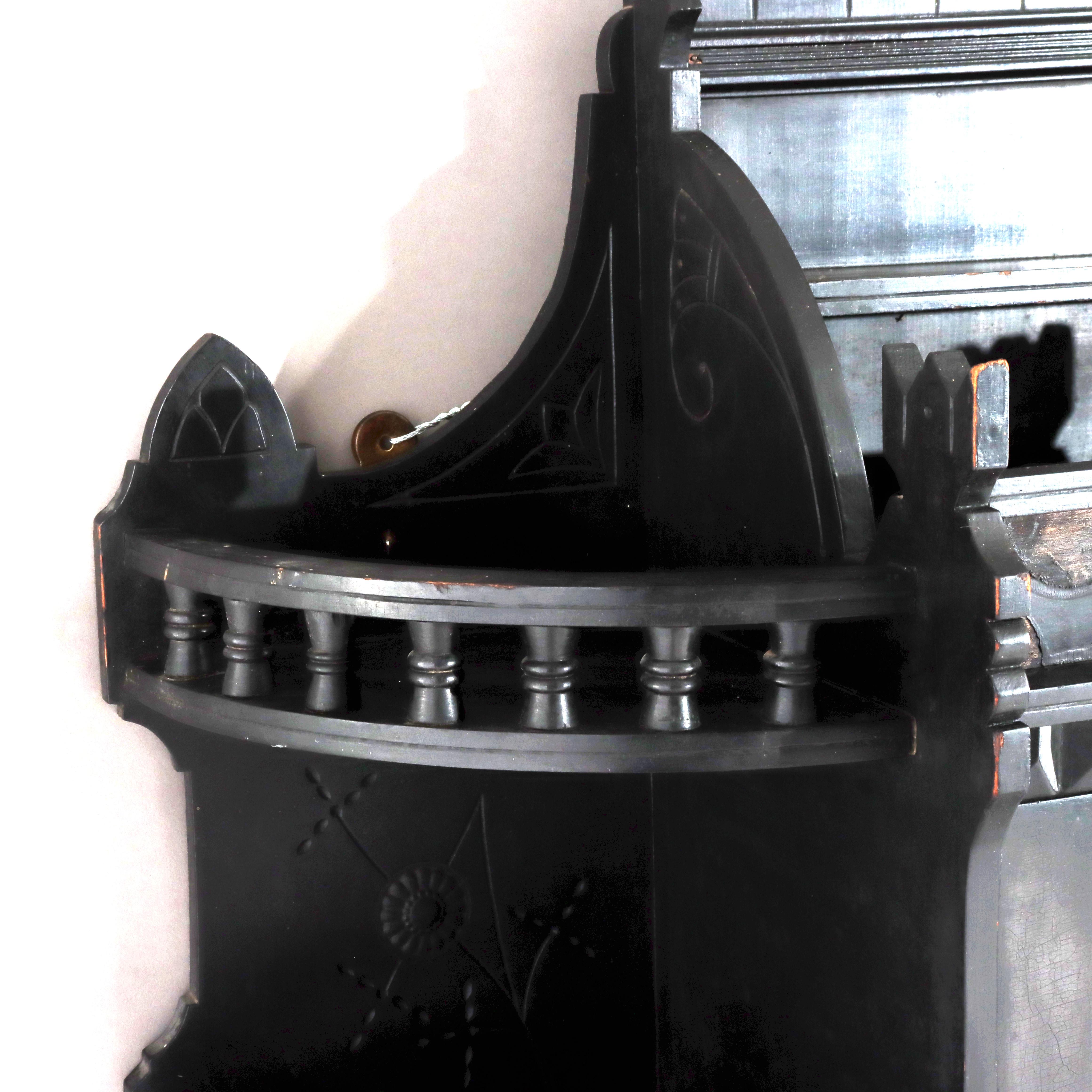 Cabinet mural ancien Kimble & Cabus attr Aesthetic Movement ébonisé c1870 en vente 3