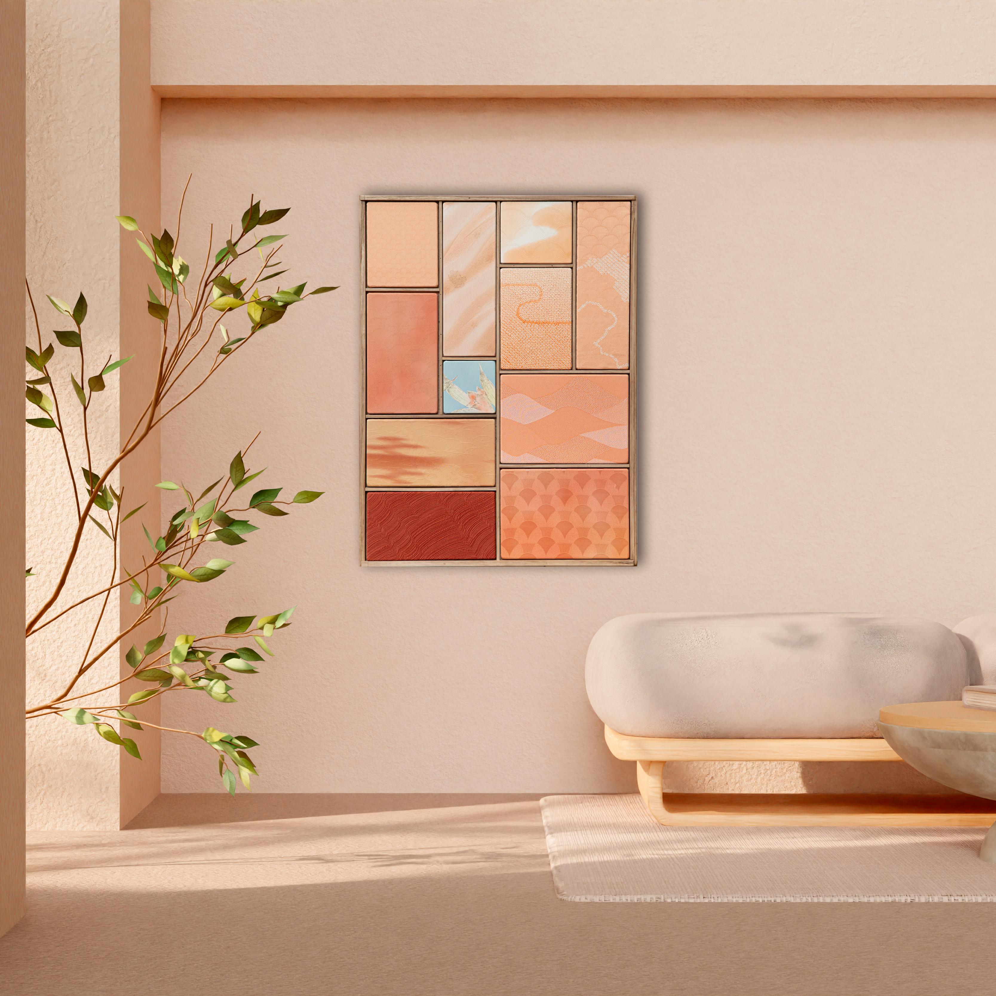 Cette œuvre s'inspire de la palette de couleurs corail et est encadrée dans du bois de paulownia utilisé à l'origine pour une commode de kimono.

Dans cette œuvre, l'objectif était de capturer la large palette de couleurs corail couramment utilisées