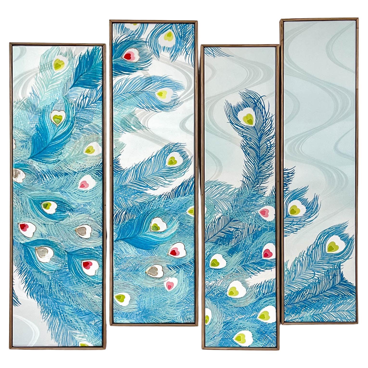 Arte antica del kimono " Piume di pavone ~Royalty~ " di ikasu Blue , Giappone
