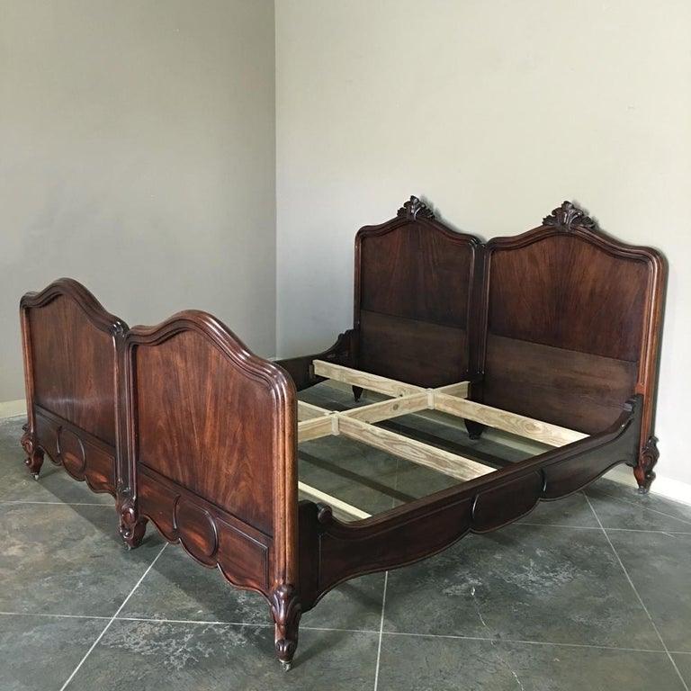 Antique King Size French Louis Philippe Period Mahogany King Bed, circa 1850 For Sale at 1stdibs