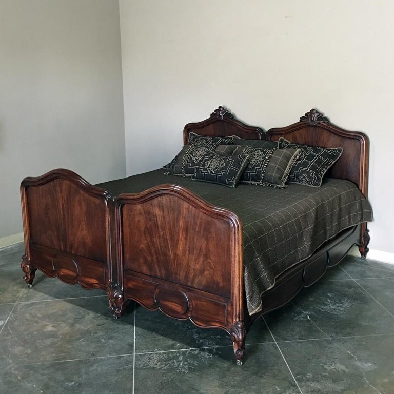 Antique King Size French Louis Philippe Period Mahogany King Bed, circa 1850 For Sale at 1stdibs