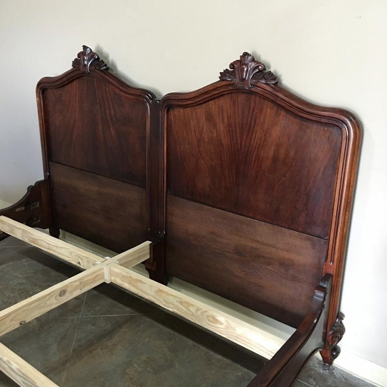 Antique King Size French Louis Philippe Period Mahogany King Bed, circa