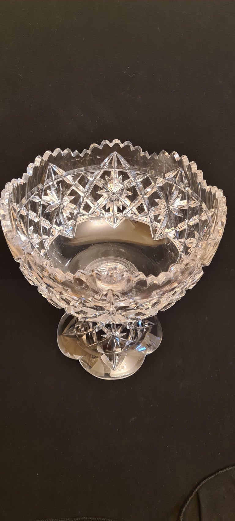 Antique large American brilliant Cut Crystal Punch Bowl by Hawkes For