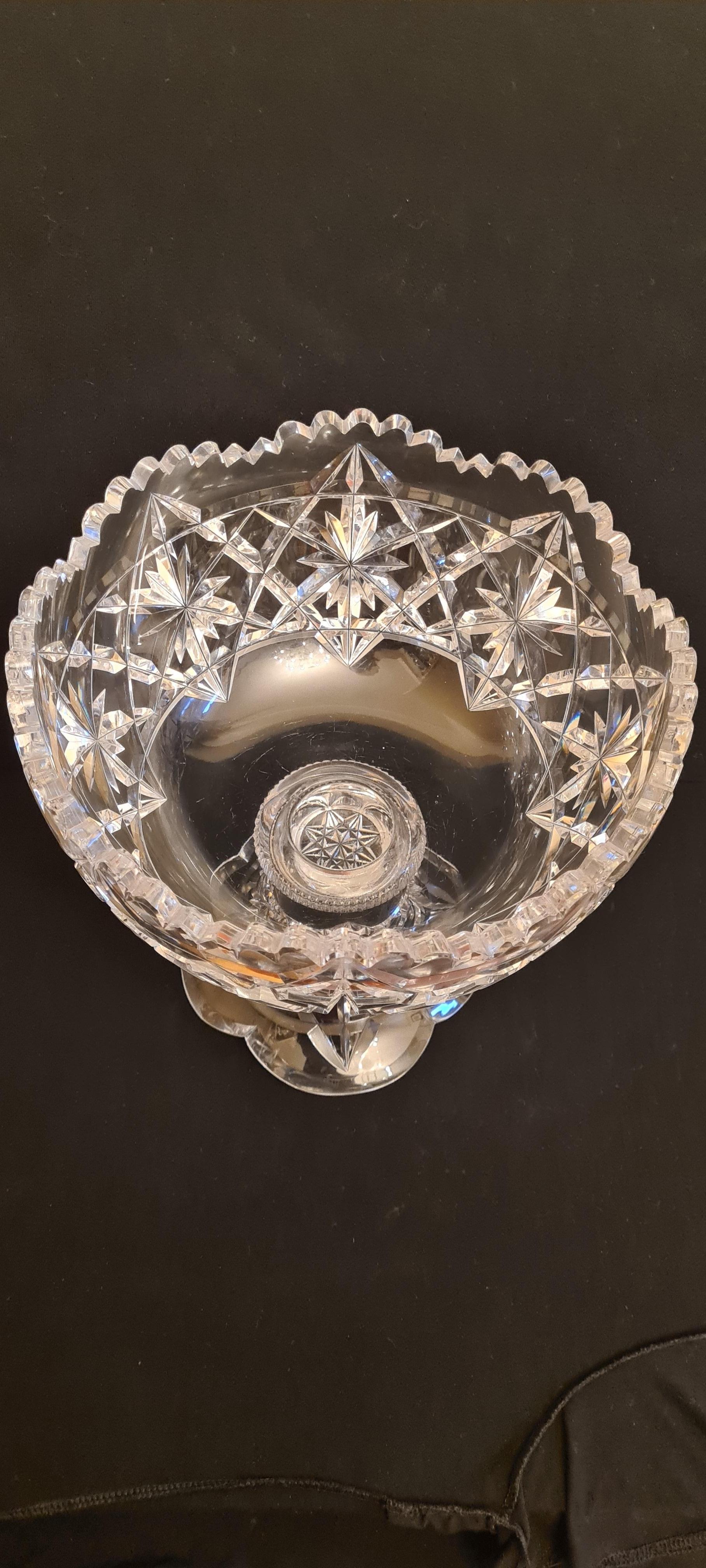 Victorian Antique  large American  brilliant Cut Crystal Punch Bowl by Hawkes For Sale
