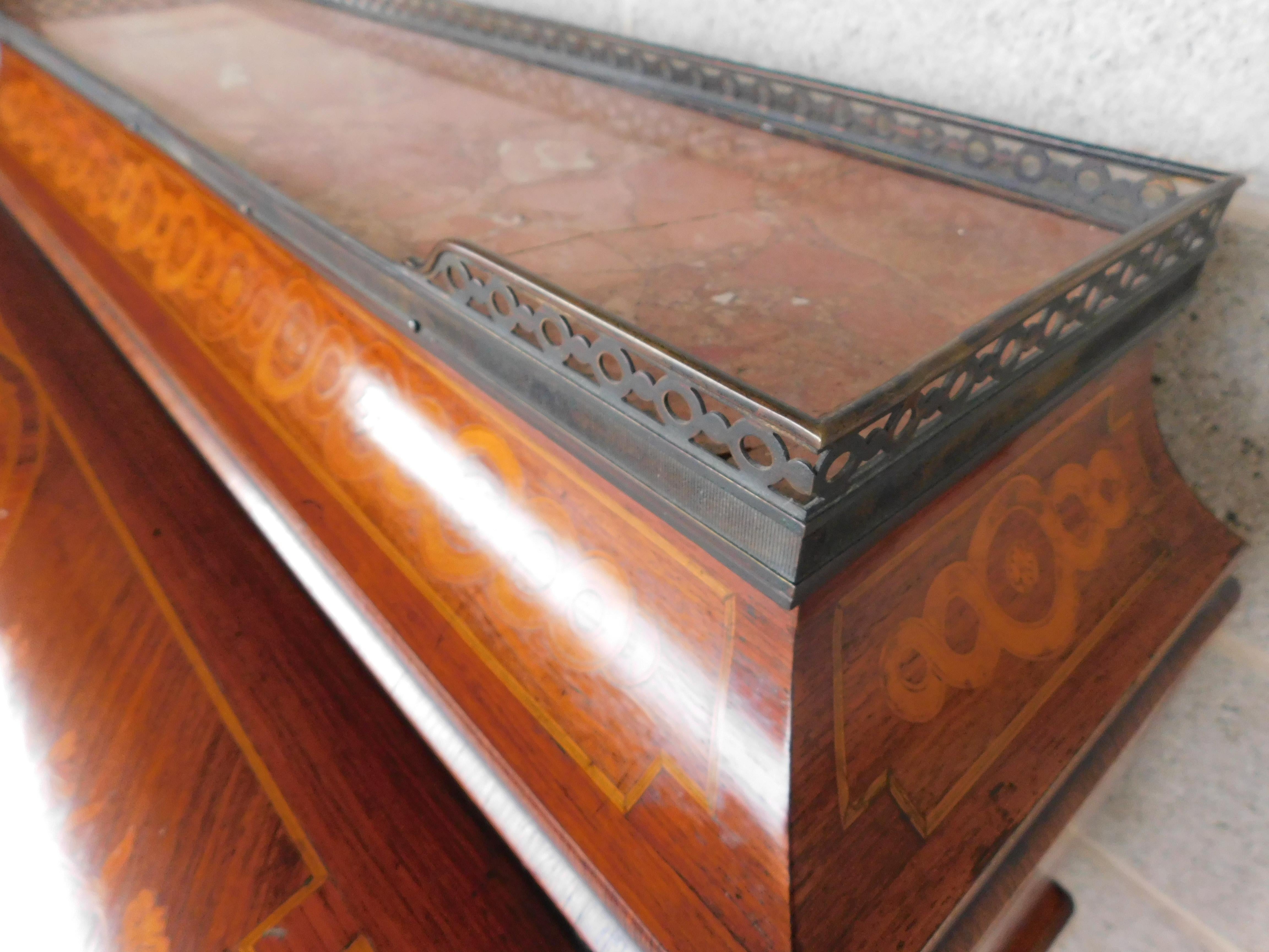 Antike Königsholz Französisch Louis XV Marketerie eingelegten Zylinder Schreibtisch im Angebot 2