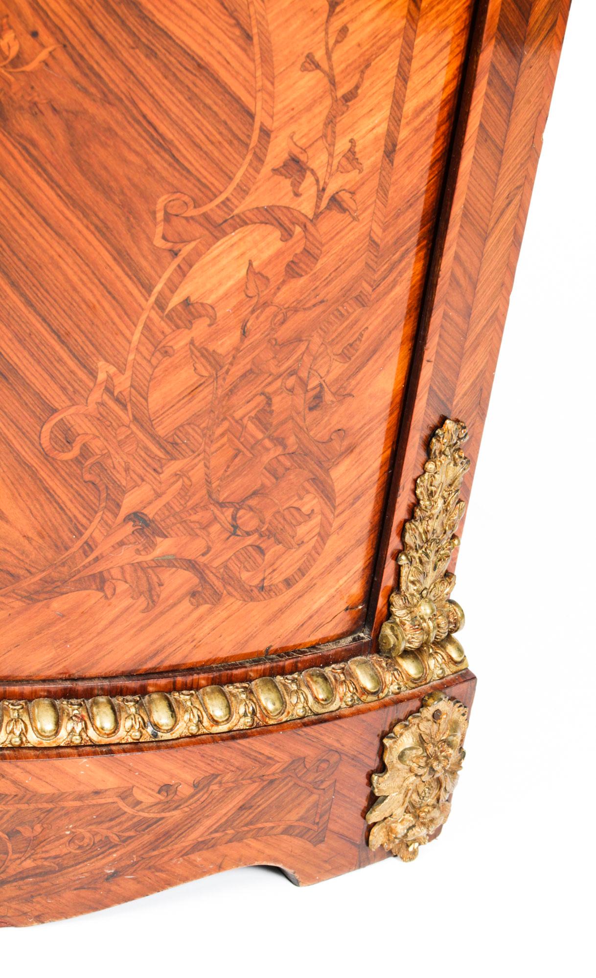 Antique Walnut  and Marquetry Low Corner Cabinet, 19th Century 5