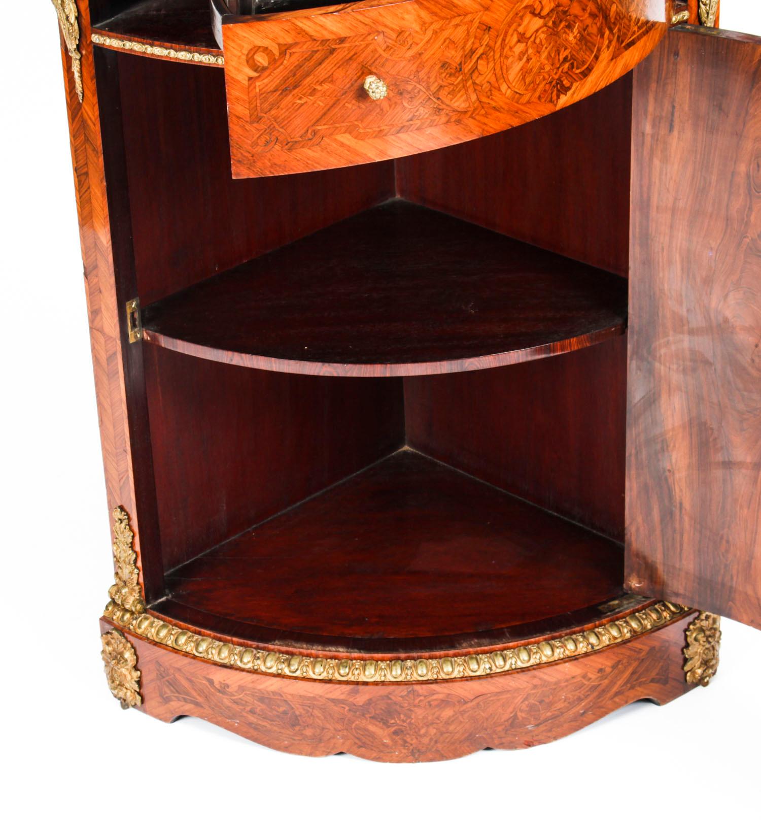 Antique Walnut  and Marquetry Low Corner Cabinet, 19th Century 9