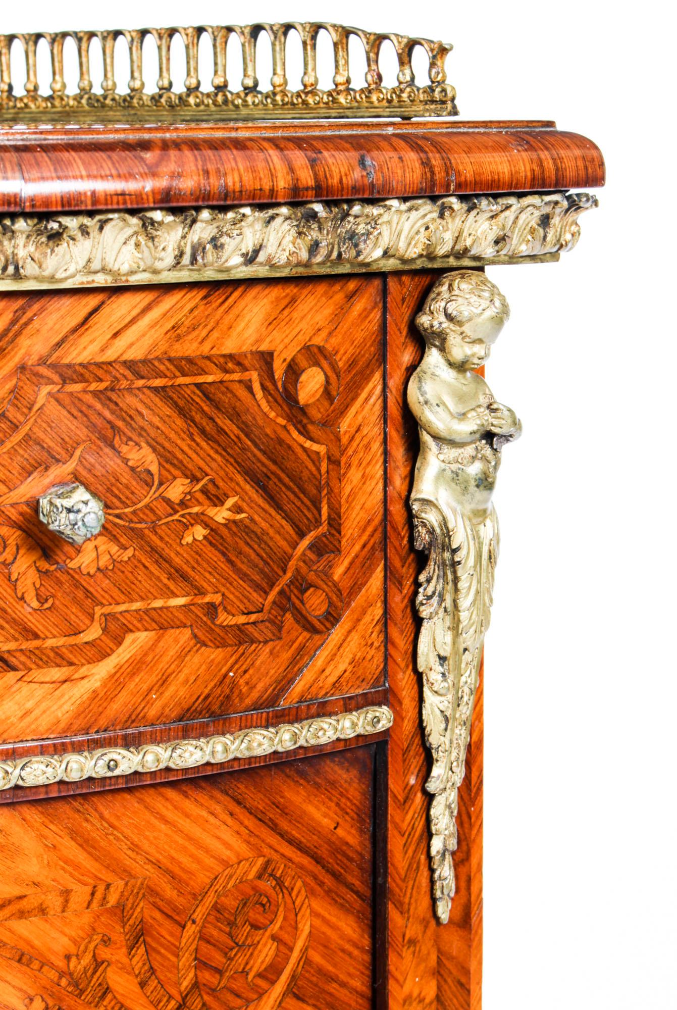 Antique Walnut  and Marquetry Low Corner Cabinet, 19th Century 2