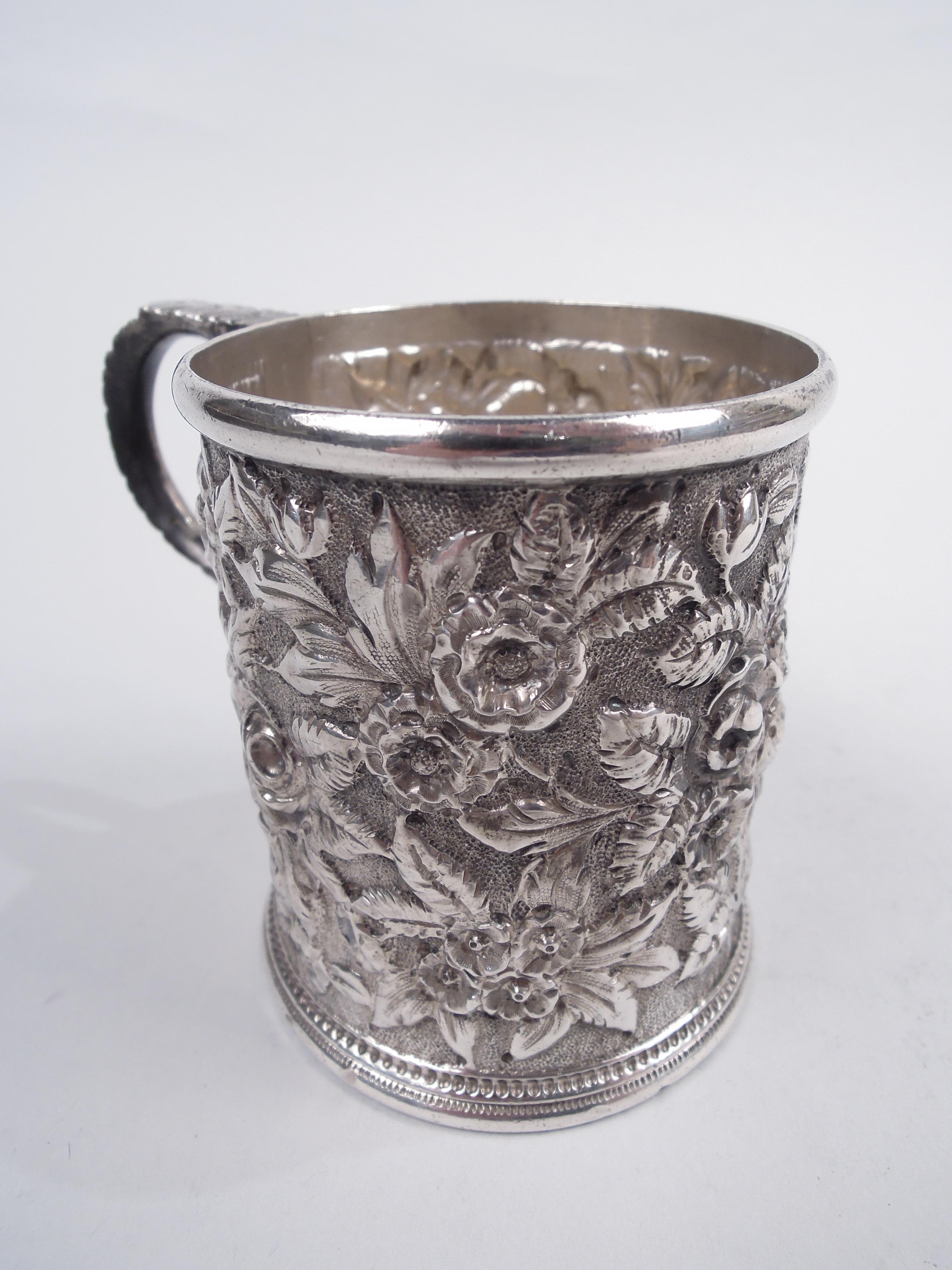 Victorian Antique Kirk Baltimore Repousse Silver Baby Cup For Sale