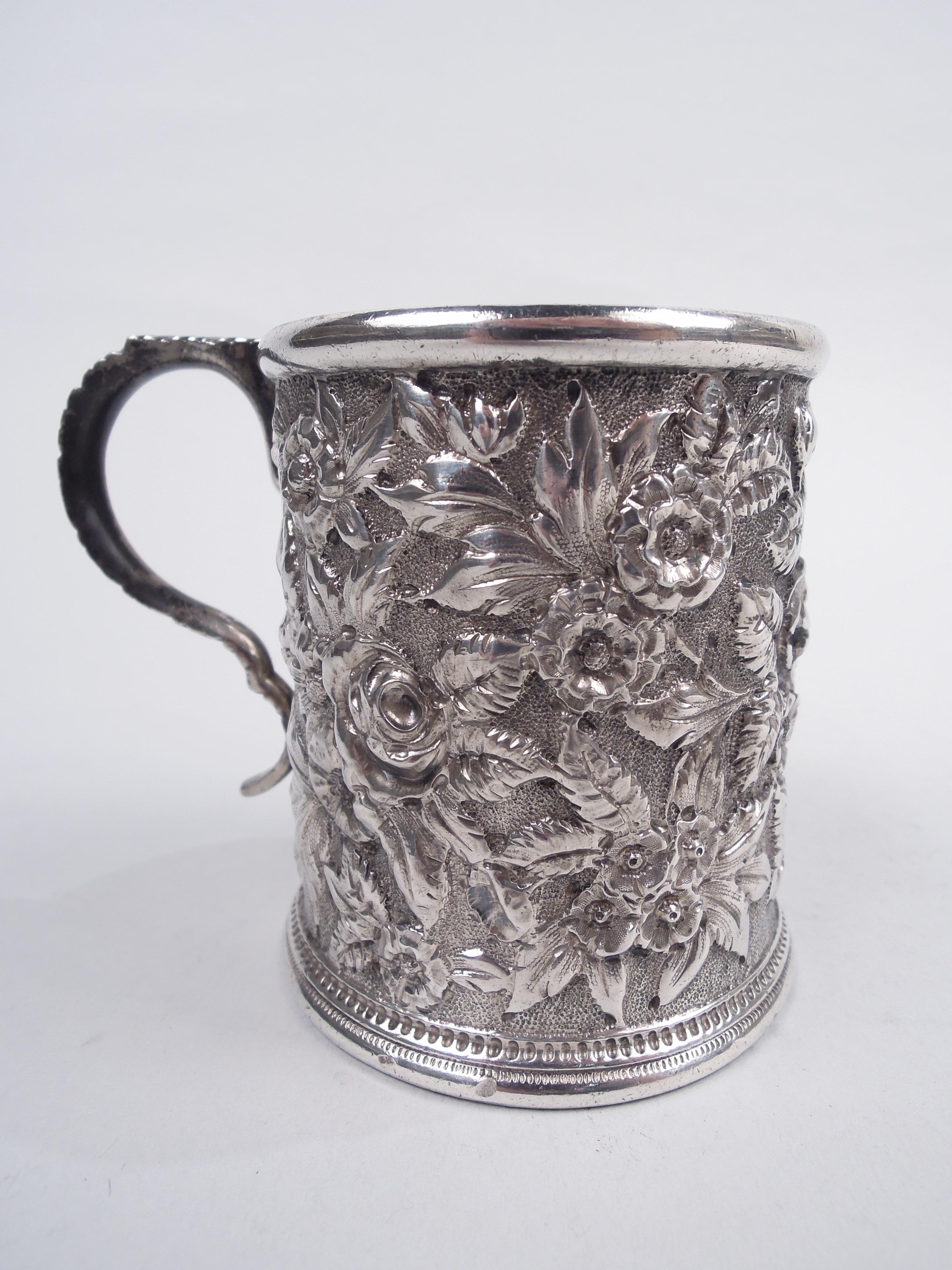 American Antique Kirk Baltimore Repousse Silver Baby Cup For Sale