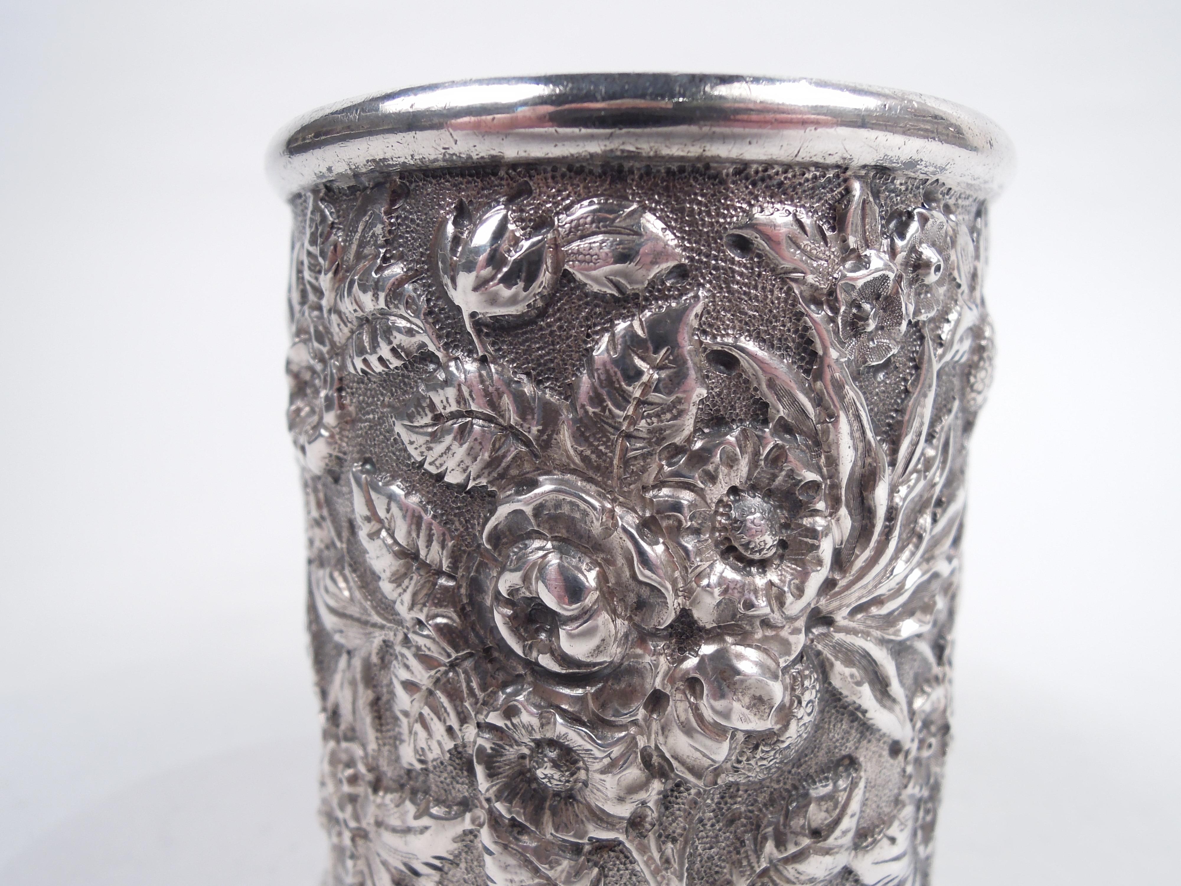 Antique Kirk Baltimore Repousse Silver Baby Cup For Sale 1