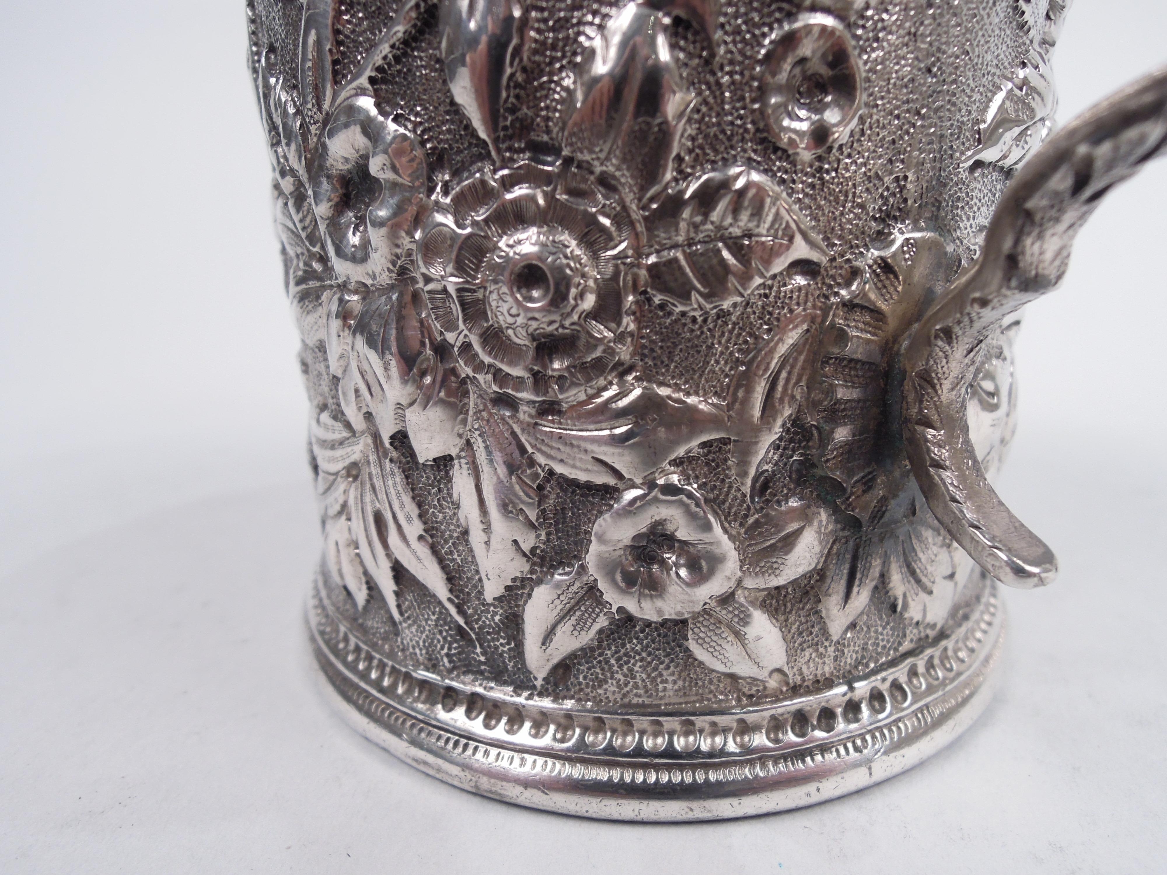 Antique Kirk Baltimore Repousse Silver Baby Cup For Sale 2