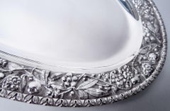 Antike Kirk Baltimore Repousse Silber Farn & Blume Servierplatte Tablett