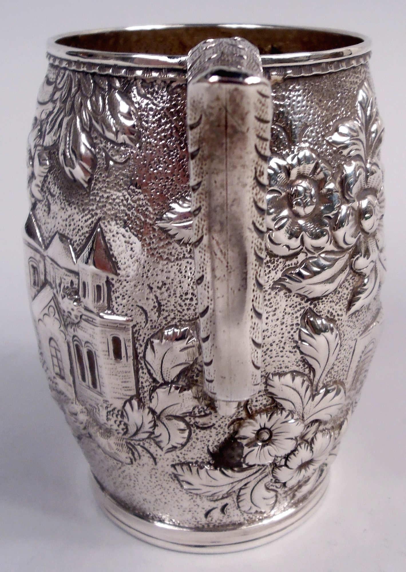 Americano Antica tazza per bambini Kirk Baltimore in argento a forma di fiore e di torre in vendita