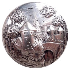 Antique Kirk Baltimore Sterling Silver Pillbox with Pastoral Scene
