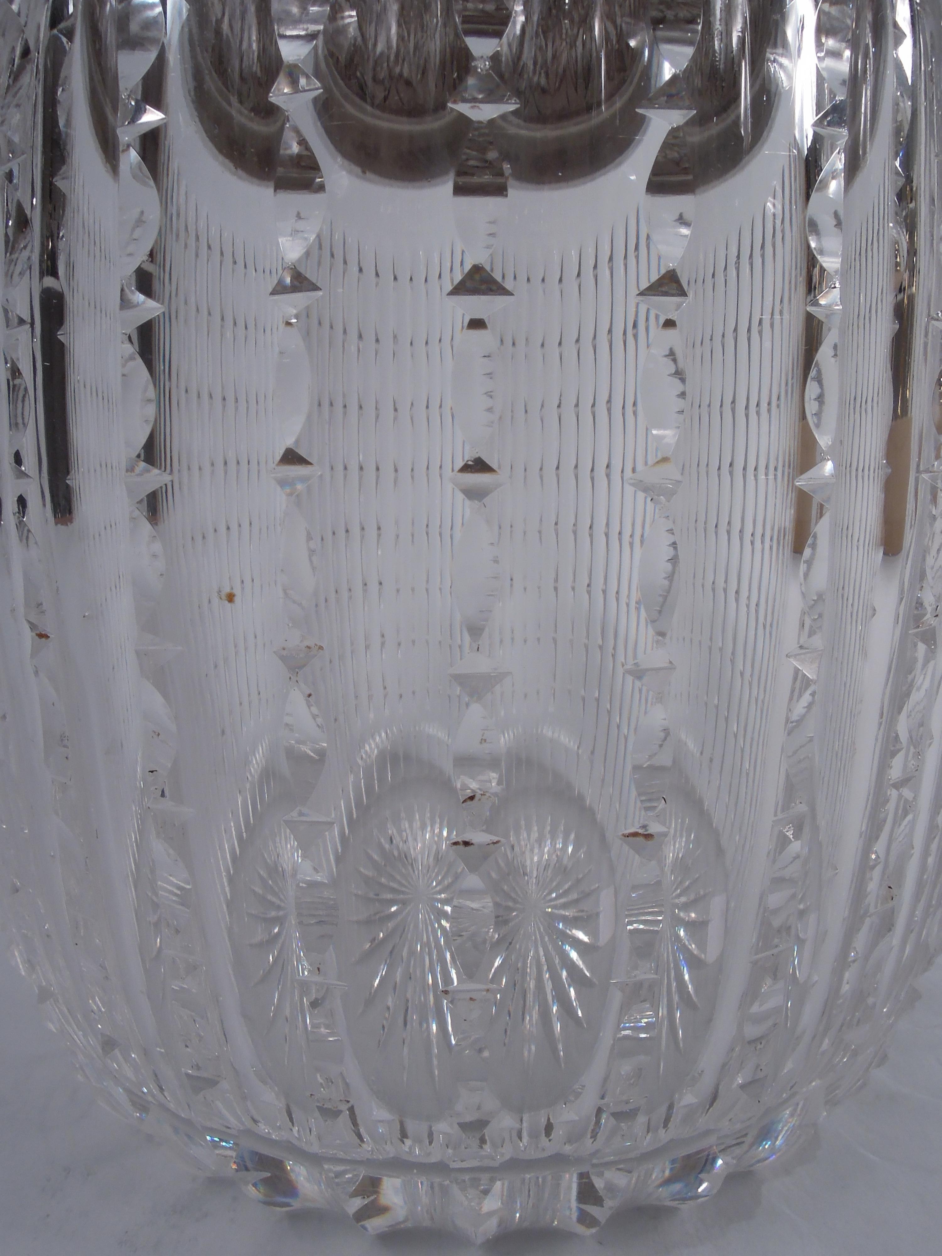Antikes Kirk Edwardian Sterling Silber & geschliffenes Glas Tabak JAR im Angebot 1