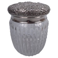 Antique Kirk Edwardian Sterling Silver & Cut-Glass Tobacco Jar