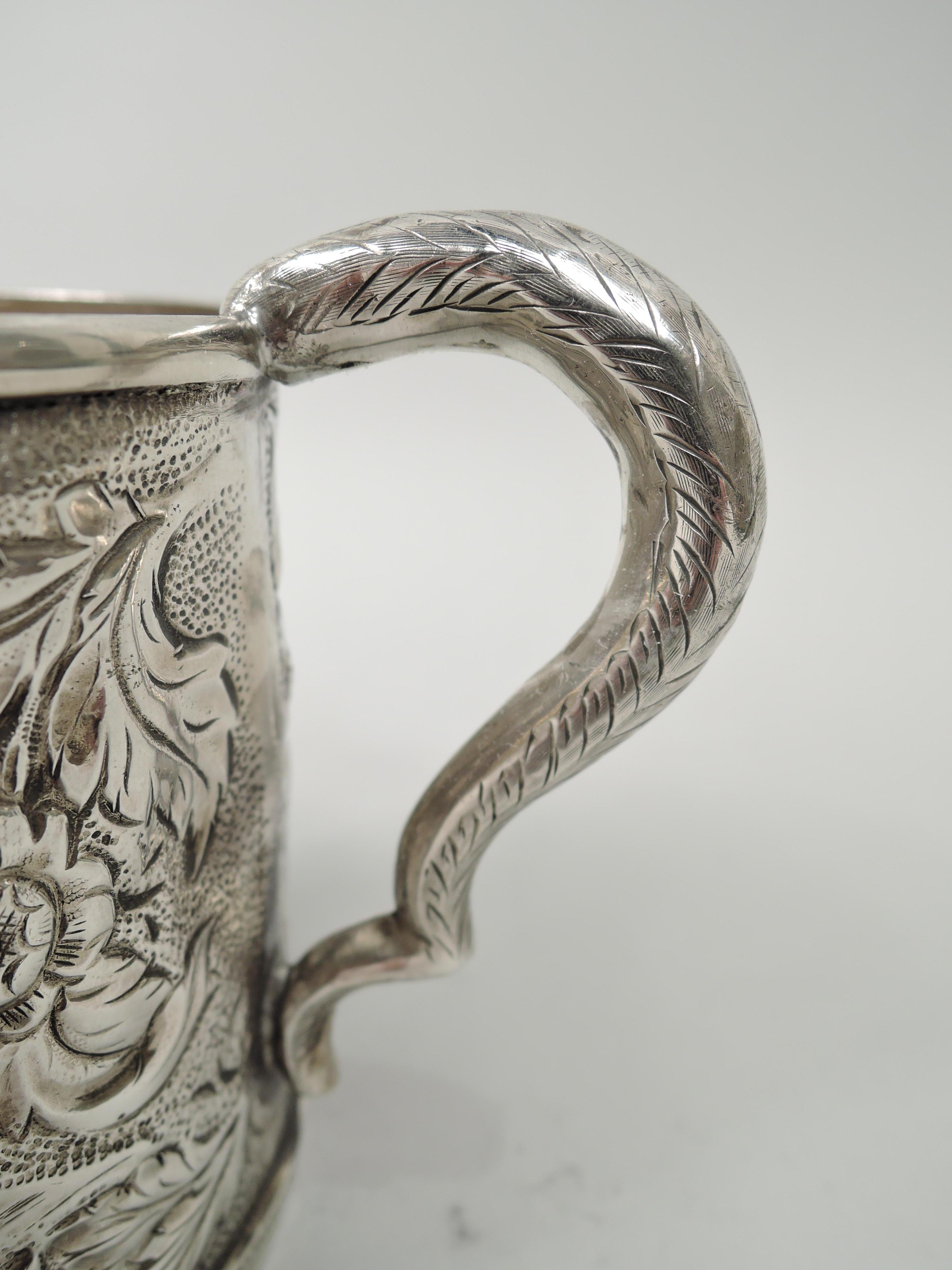 American Antique Kirk Repousse Silver Flower & Tower Baby Cup