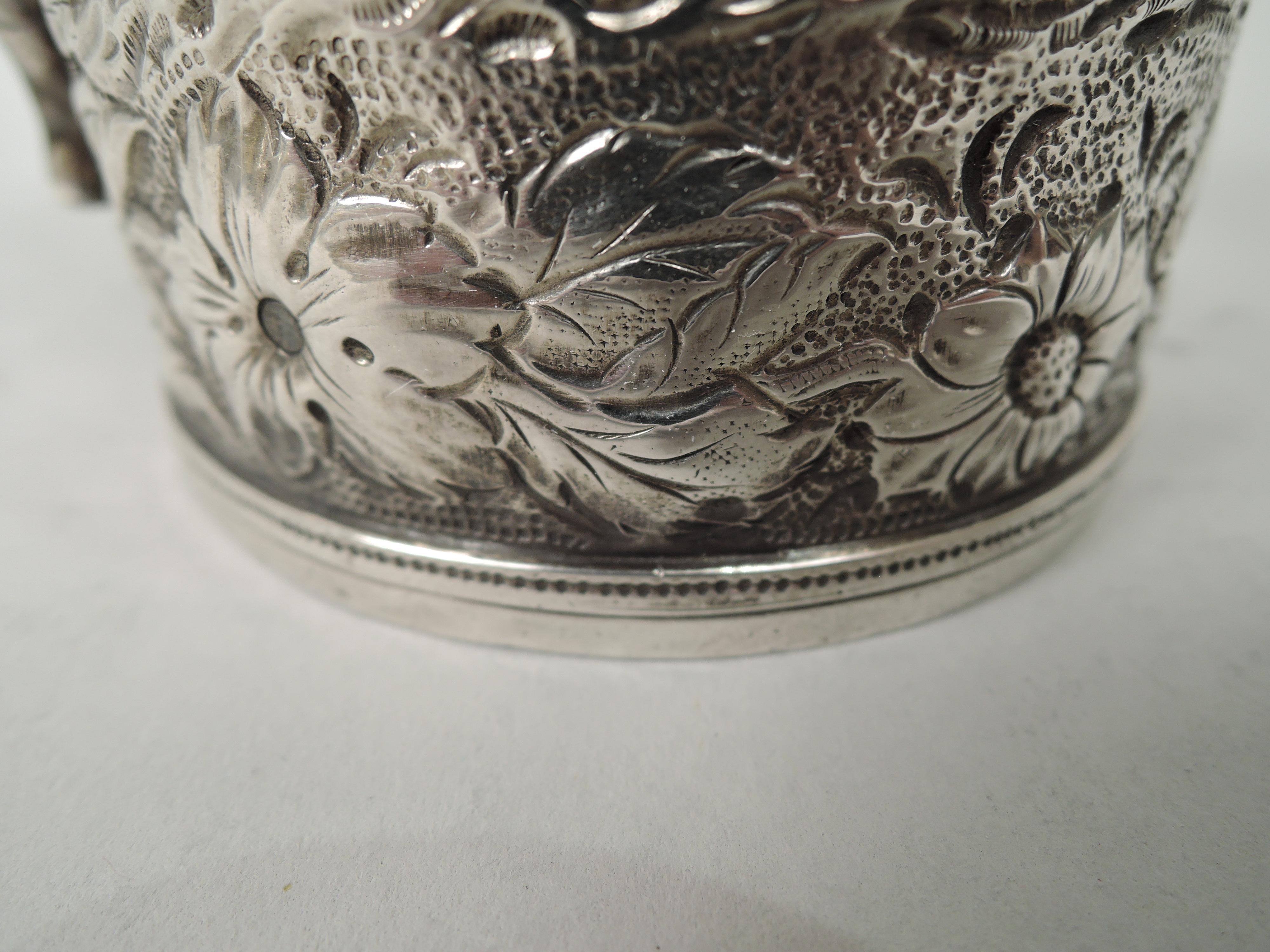 Antique Kirk Repousse Silver Flower & Tower Baby Cup 1