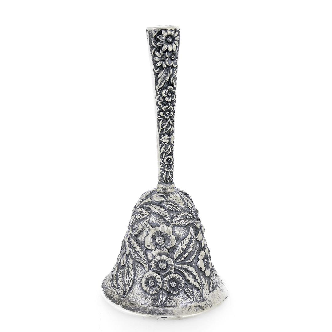 20th Century Antique Kirk & Son Sterling Silver Repousse Table Bell For Sale