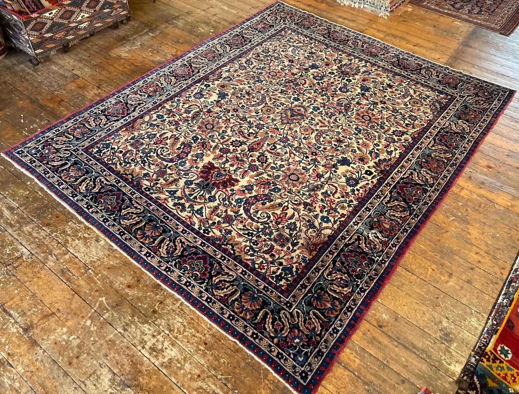 Early 20th Century Antique Kirman Lavar Carpet
