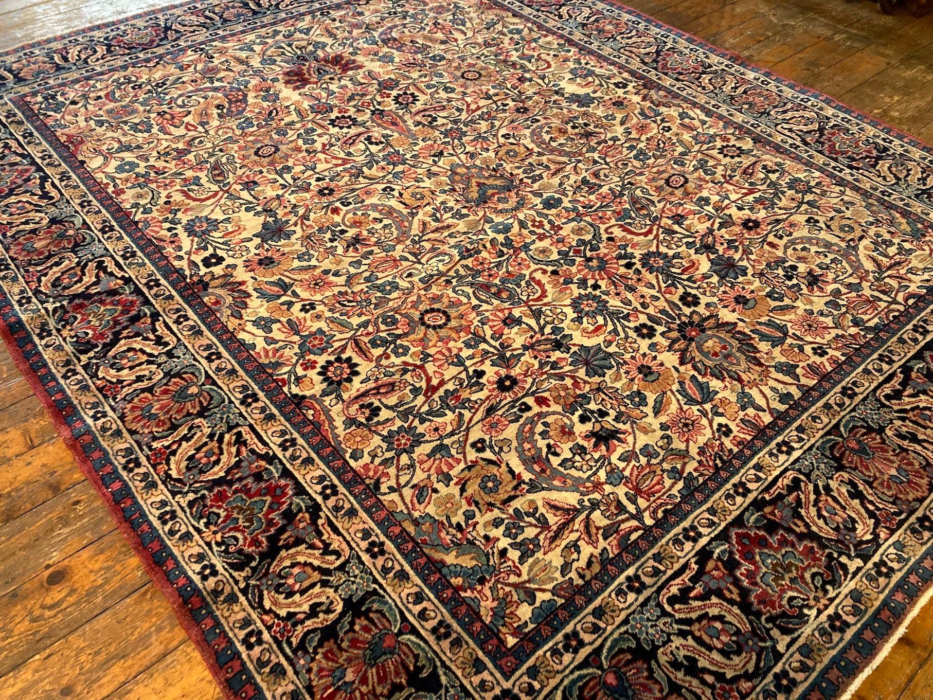 Wool Antique Kirman Lavar Carpet