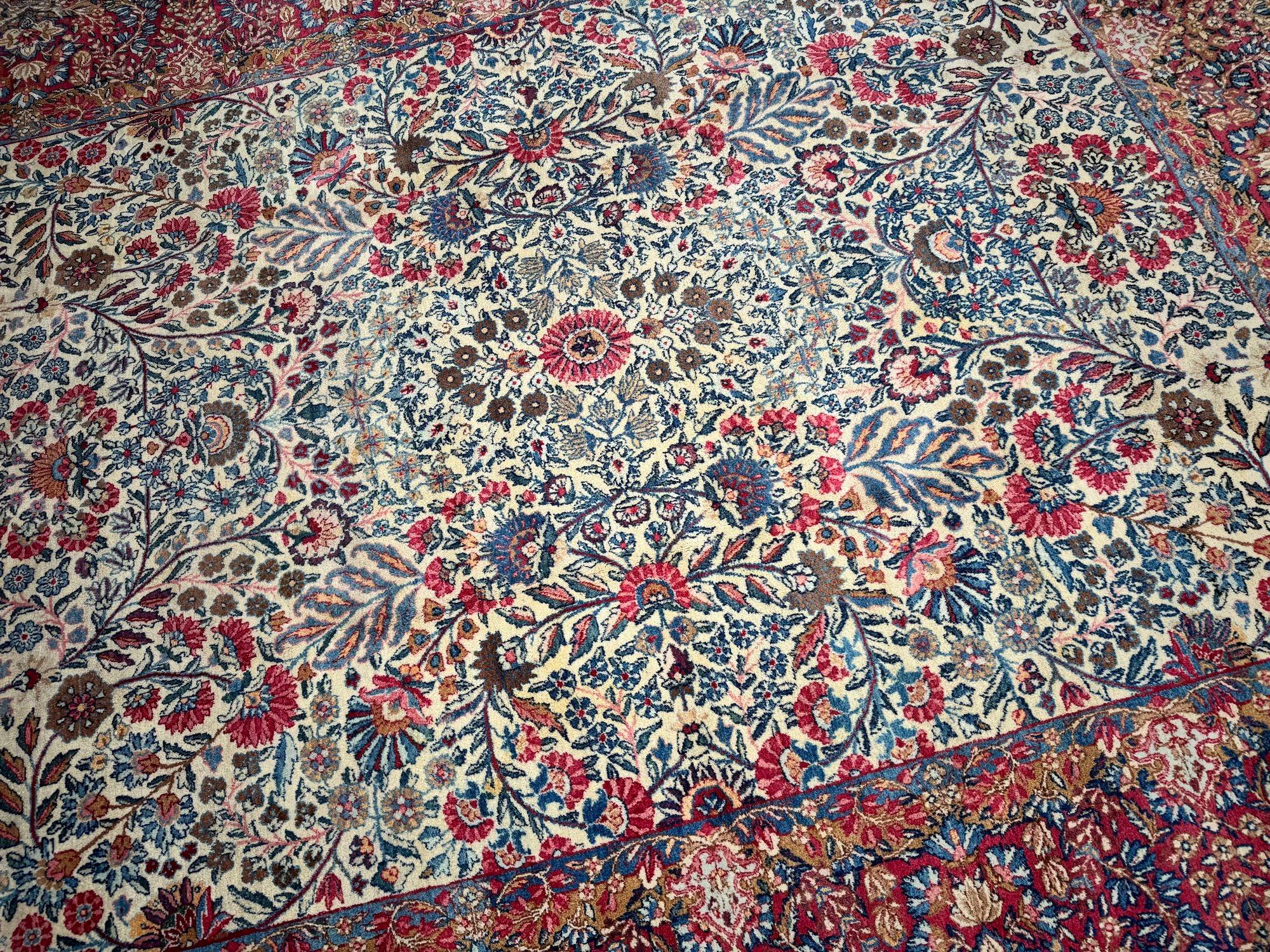 Tappeto antico Kirman Lavar 3,00m x 2,45m in vendita 6