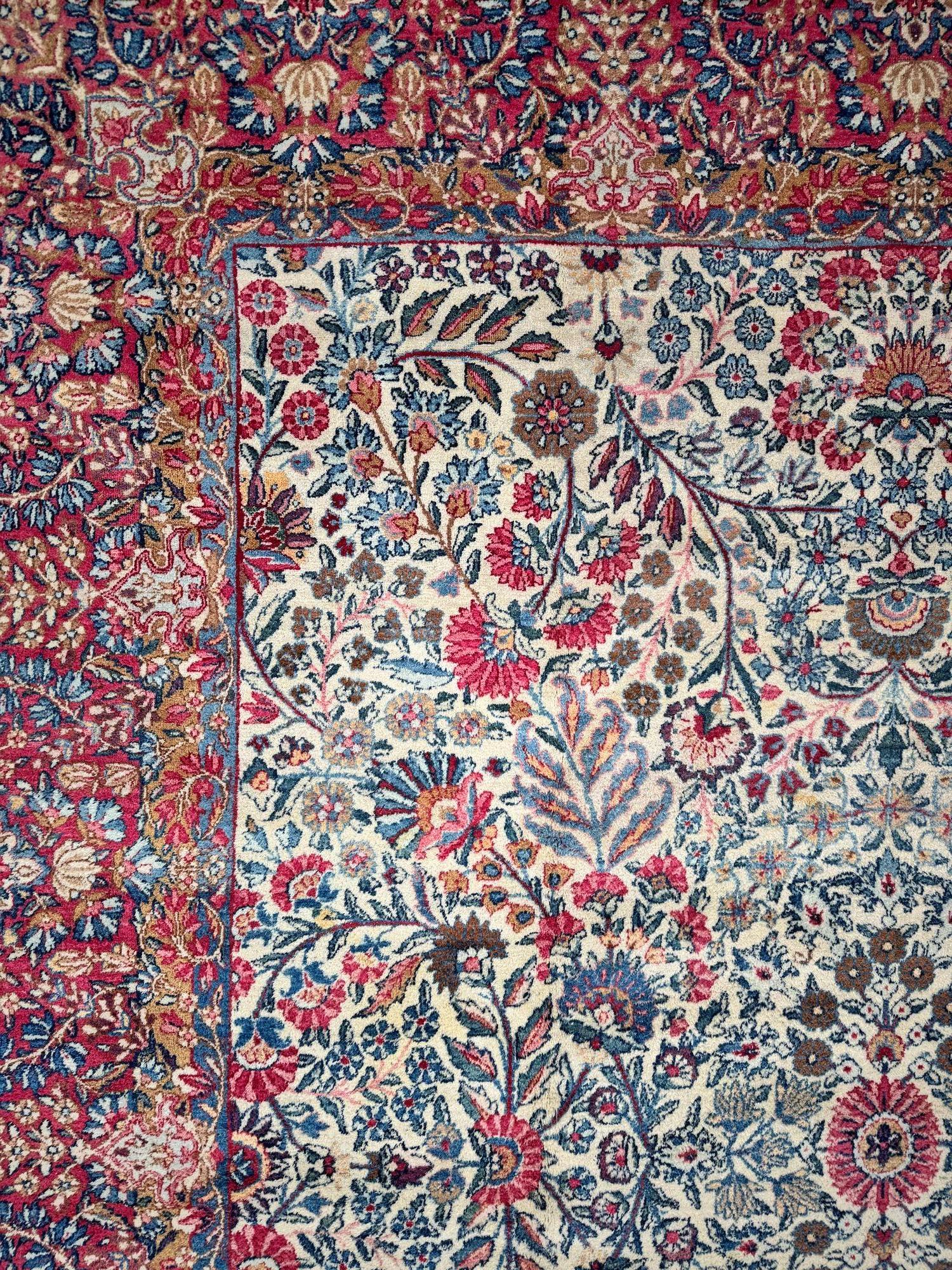 Tappeto antico Kirman Lavar 3,00m x 2,45m in vendita 7