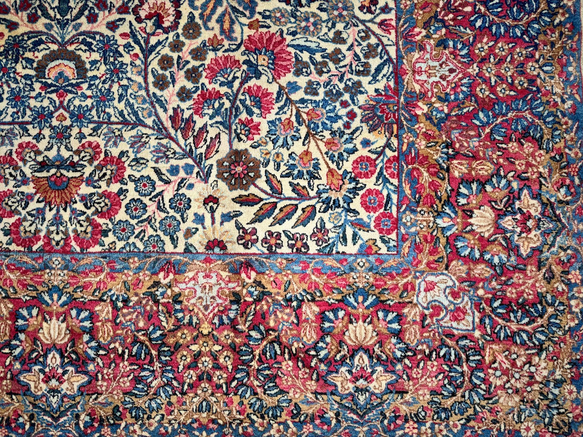 Tappeto antico Kirman Lavar 3,00m x 2,45m in vendita 2