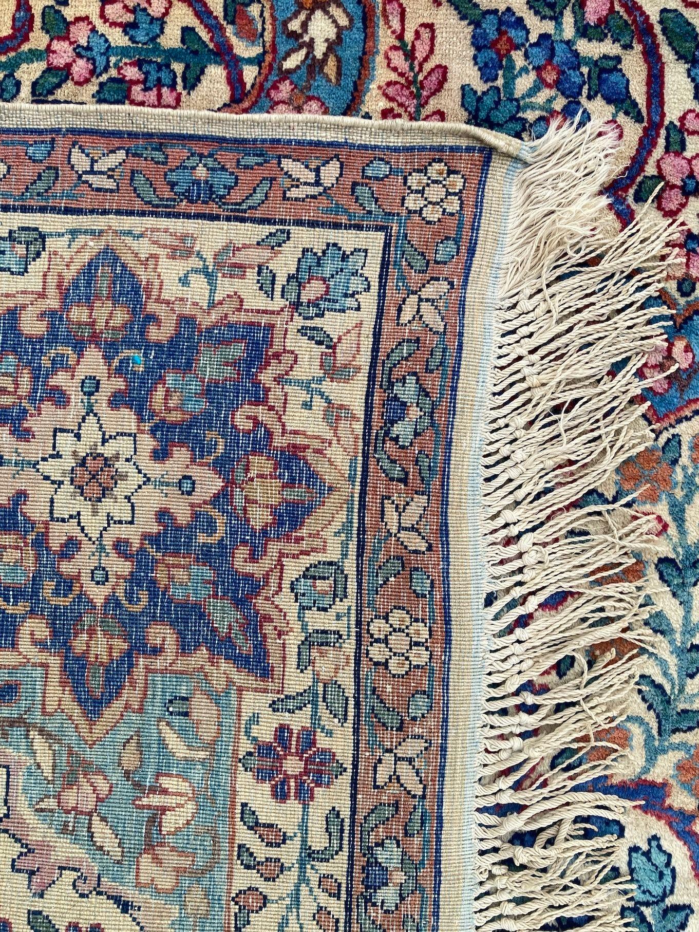 Antique Kirman Lavar Carpet 3.40m x 2.55m For Sale 14