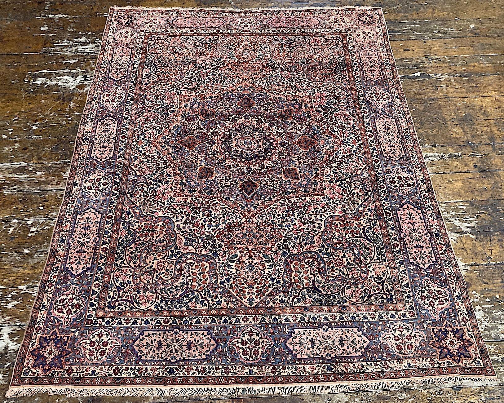 Early 20th Century Antique Kirman Lavar Carpet 3.40m x 2.55m For Sale