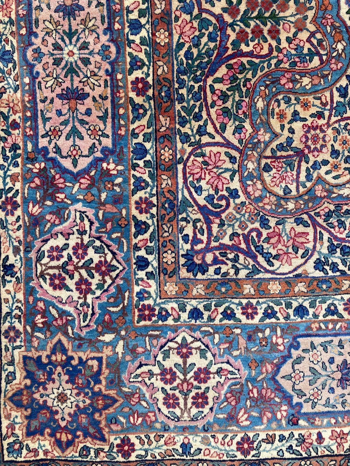 Antique Kirman Lavar Carpet 3.40m x 2.55m For Sale 2