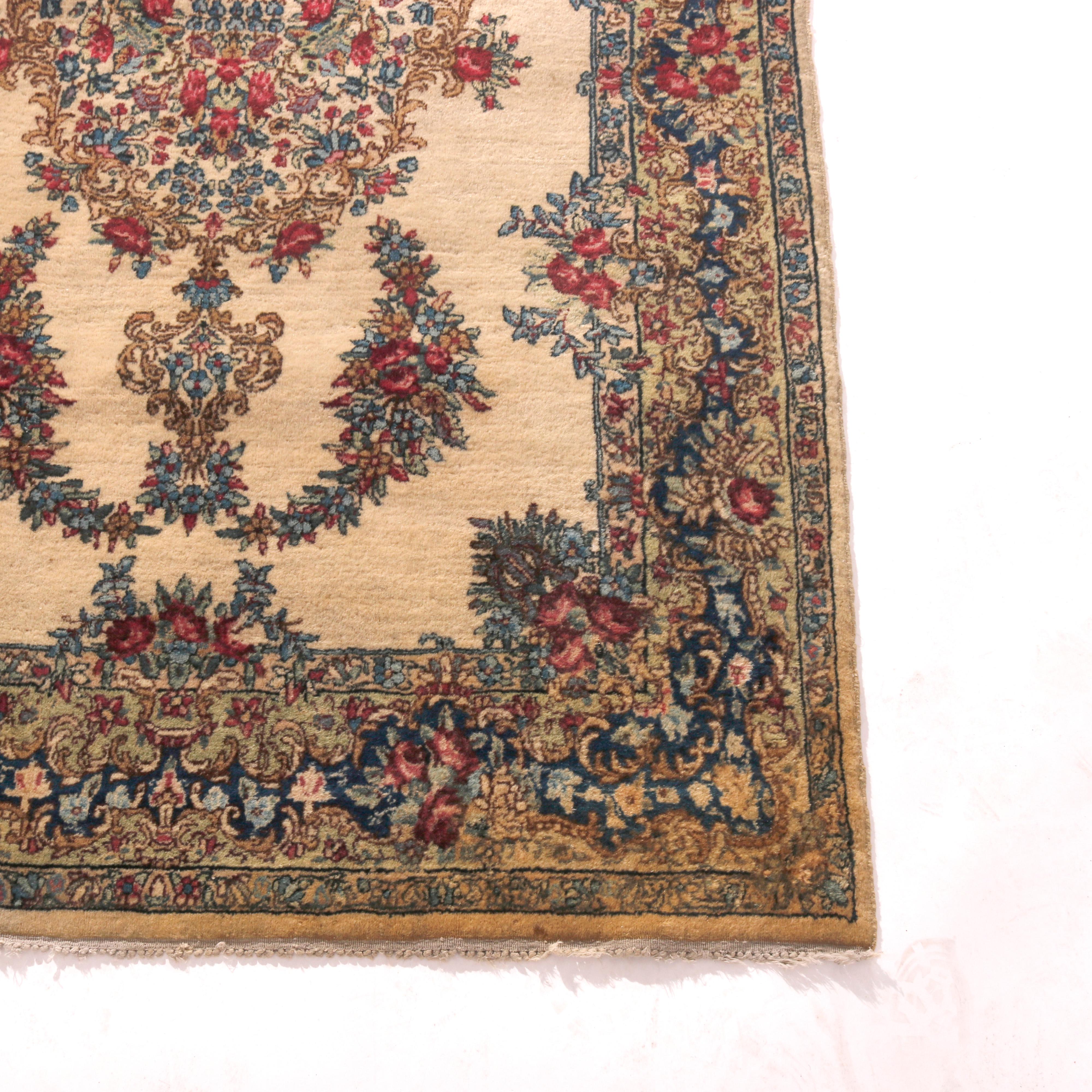 Antique Kirman Oriental Wool Rug circa 1930 For Sale 2