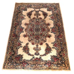 Antique Kirman Oriental Wool Rug circa 1930