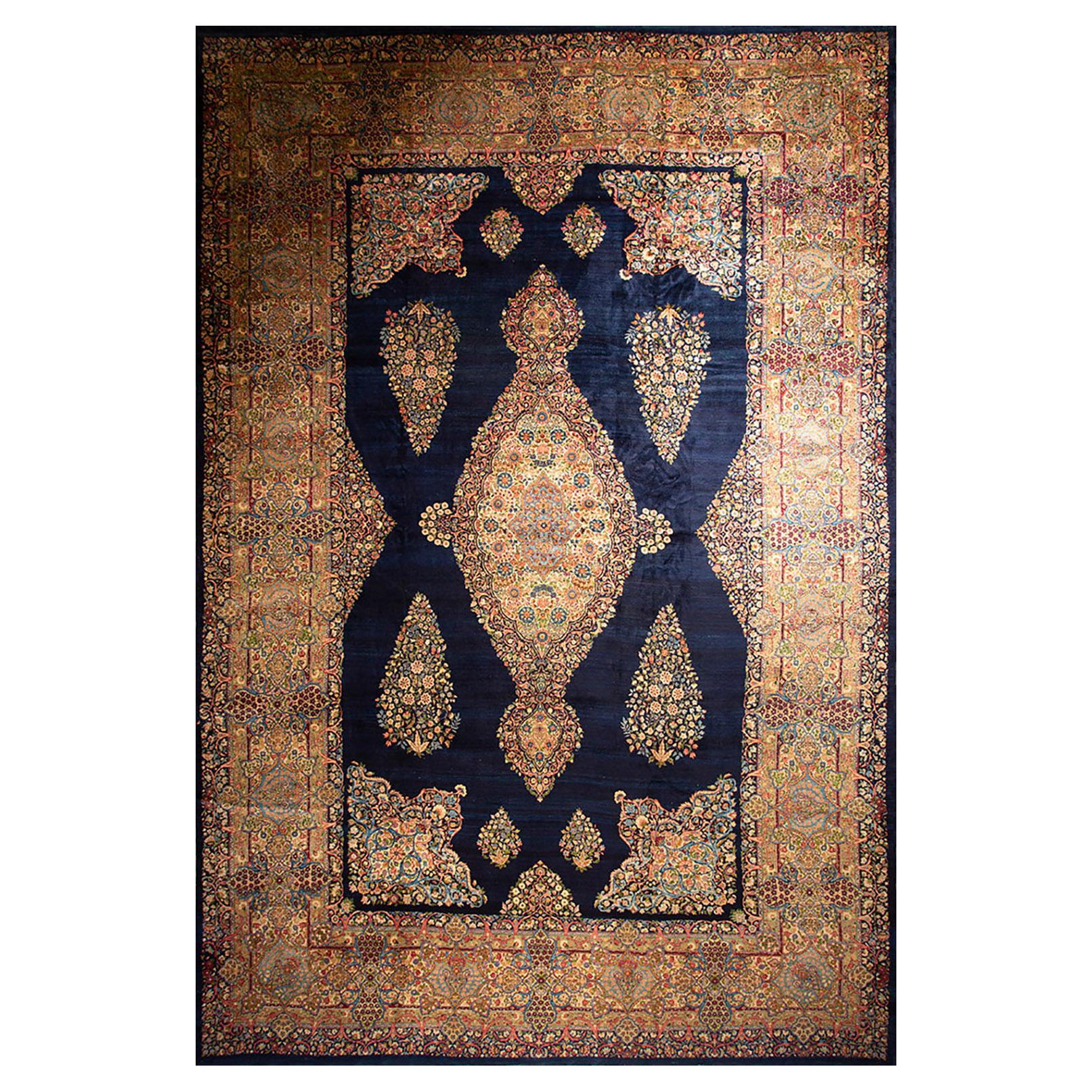 Antique Kirman Rug 12' 4" x 18' 4" For Sale