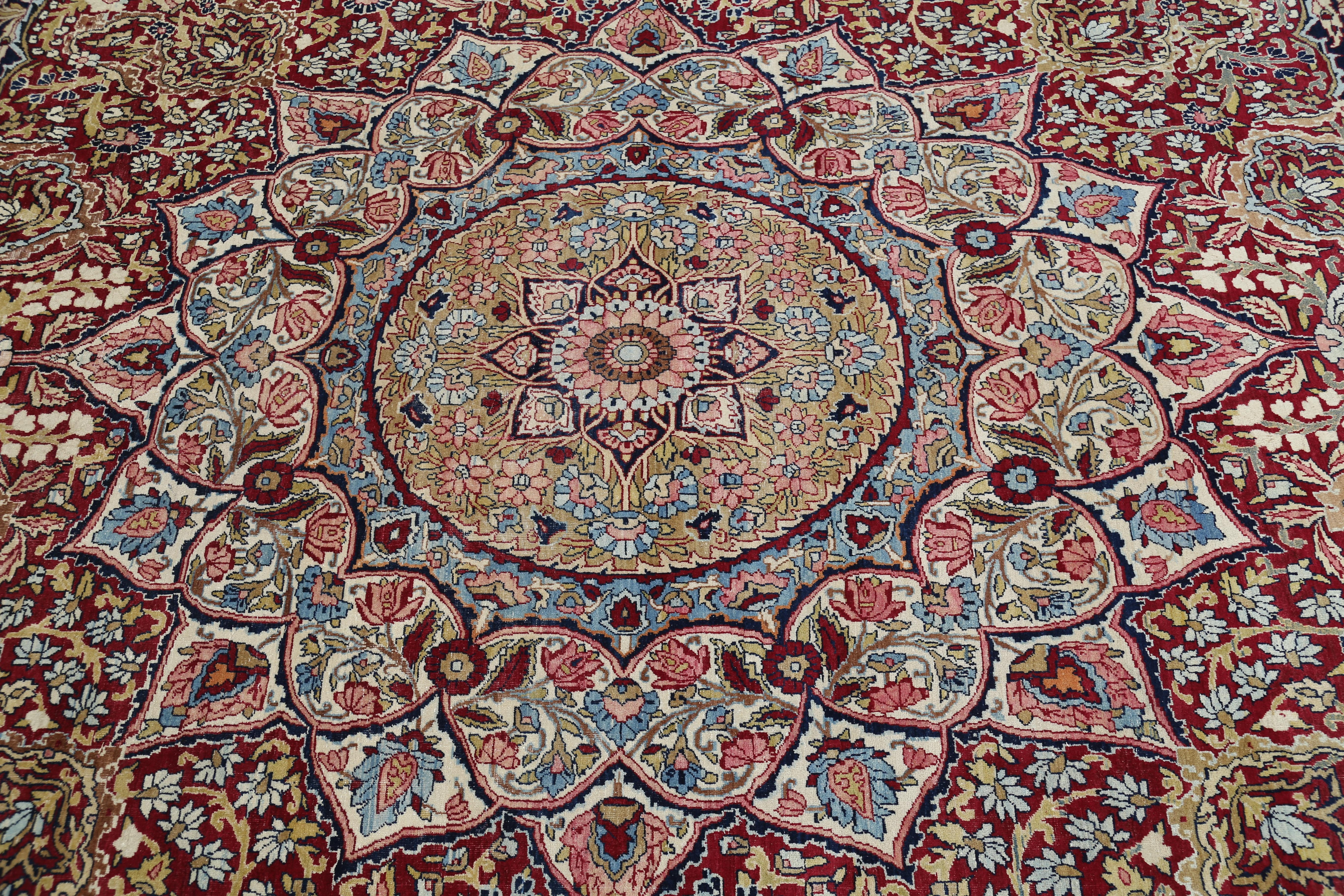 Wool Antique KirmanShah/Laver Kirman Persian carpet  For Sale