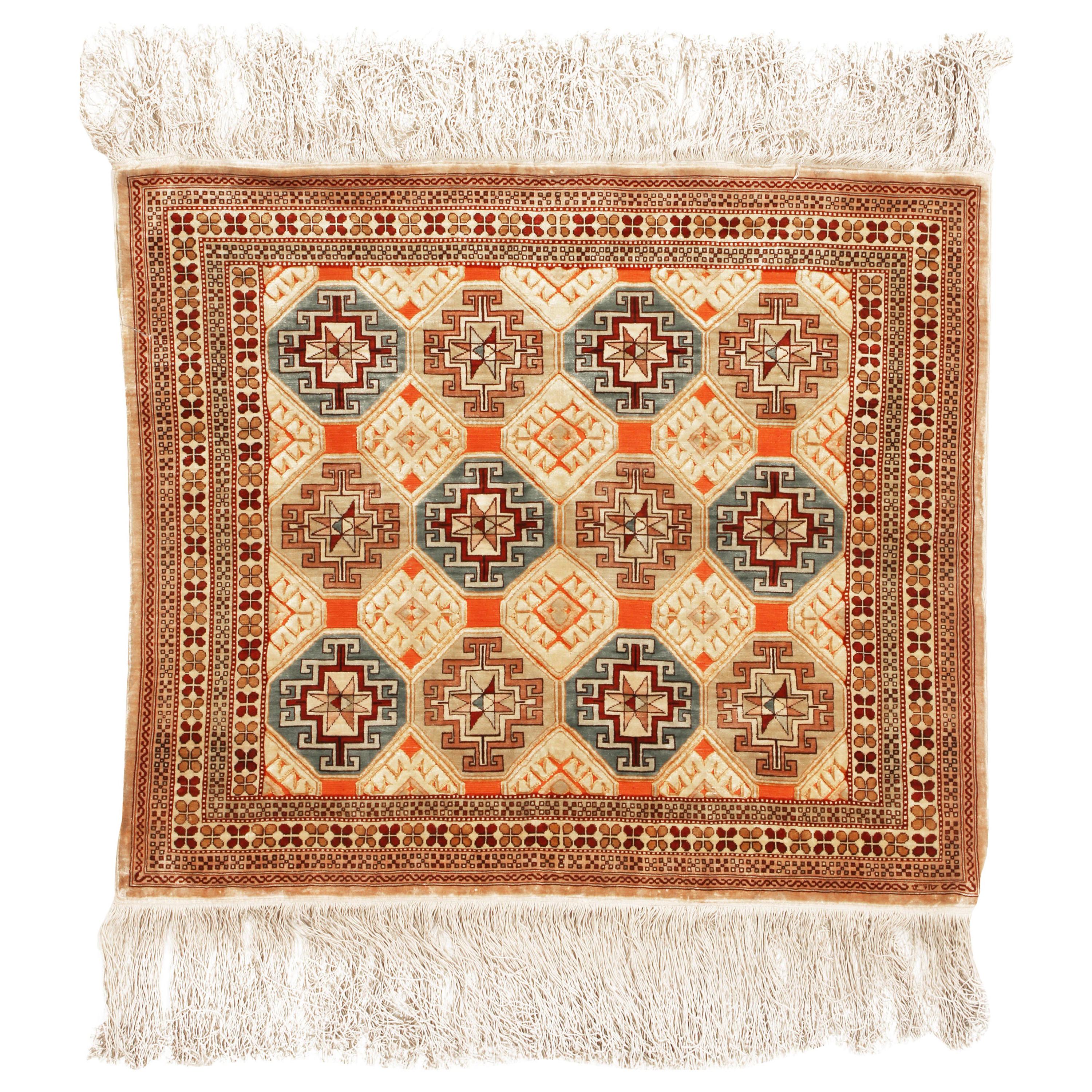 Antique Kirsehir Geometric Red Wool Rug with Open Field Design by Rug & Kilim